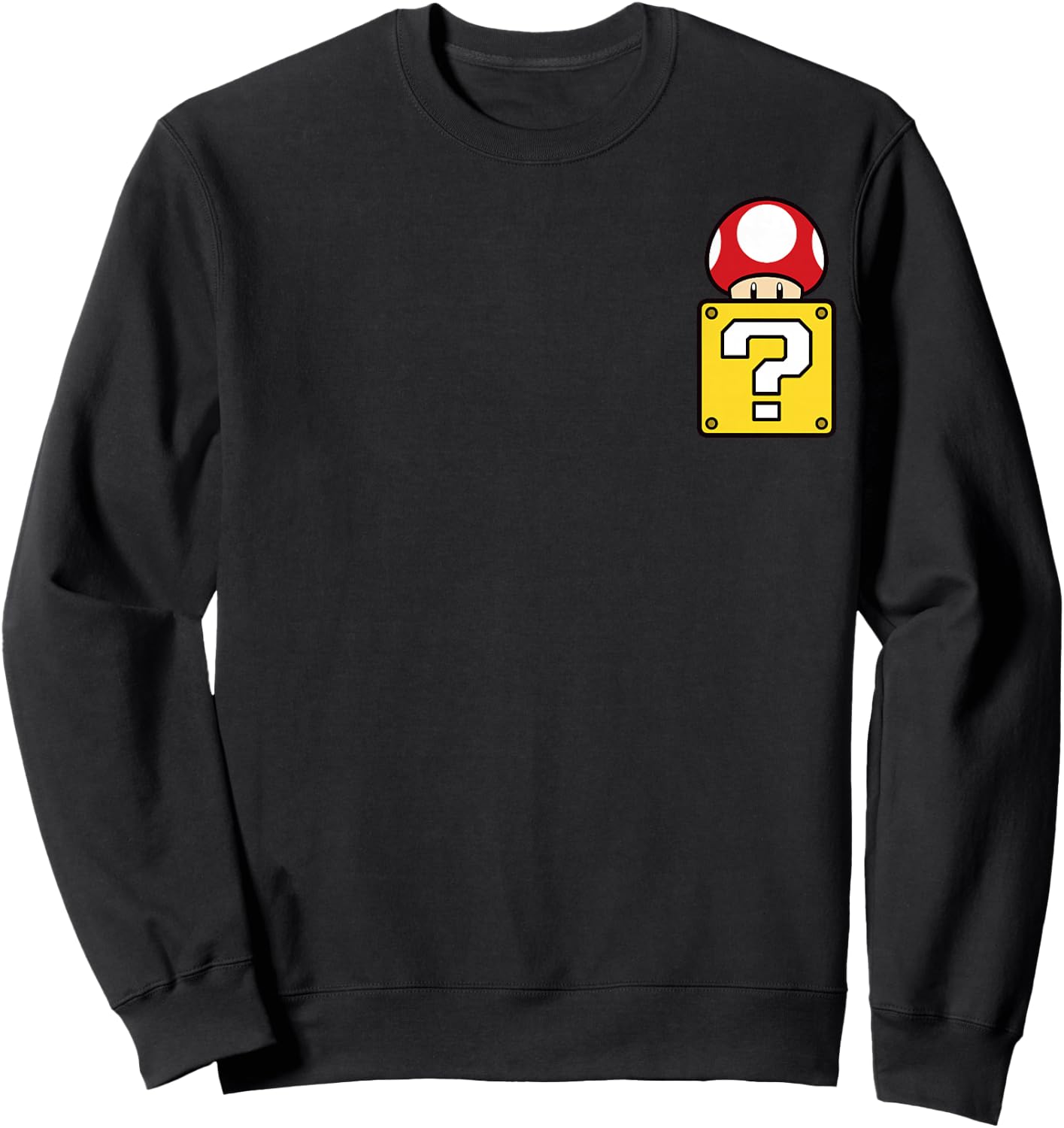 Super Mario Mystery Box Mushroom Left Chest Sweatshirt - Sweatshirt | Black