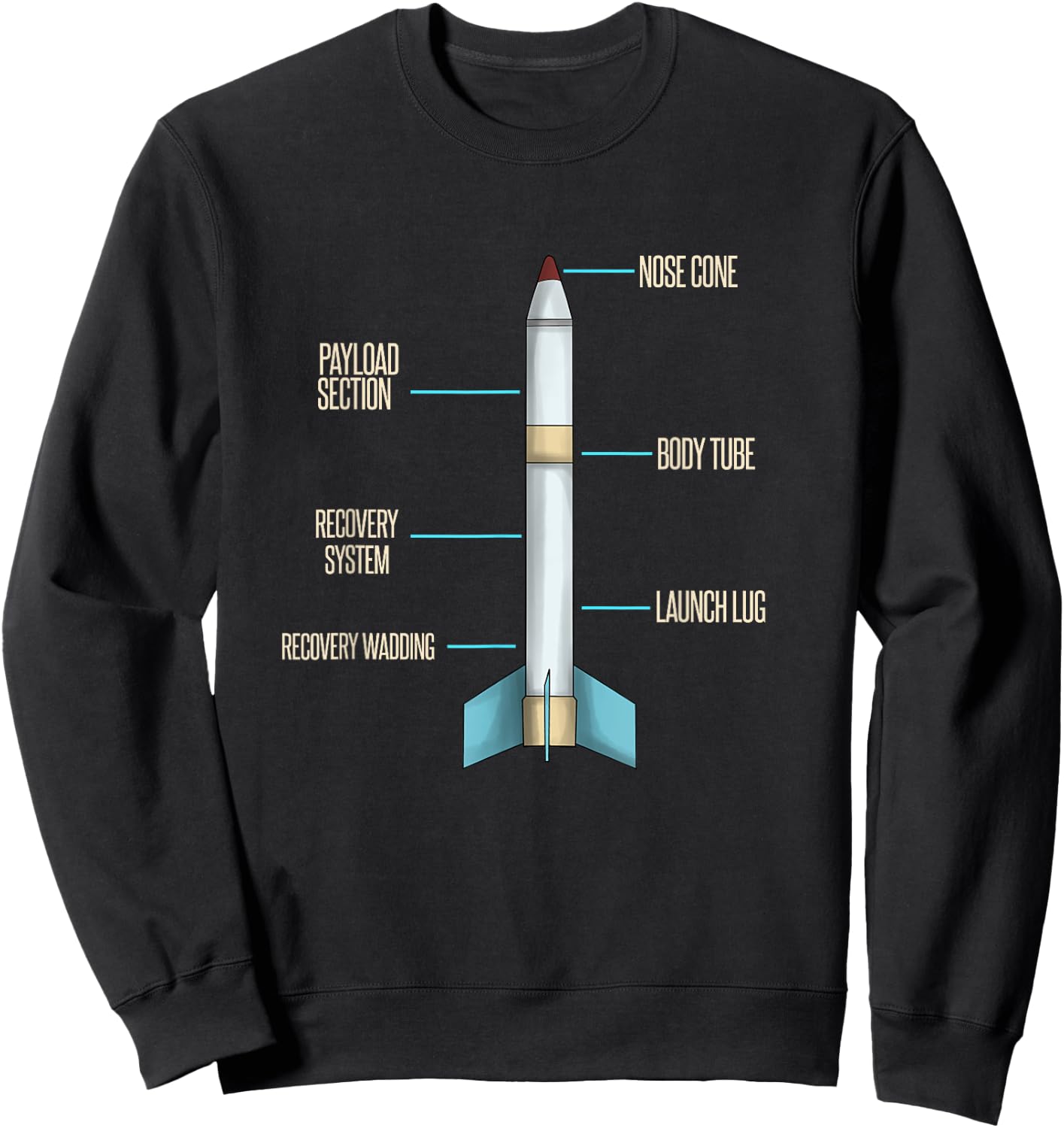 Aerospace Model Rocket Kit Drawing Design Sweatshirt - Sweatshirt | Black