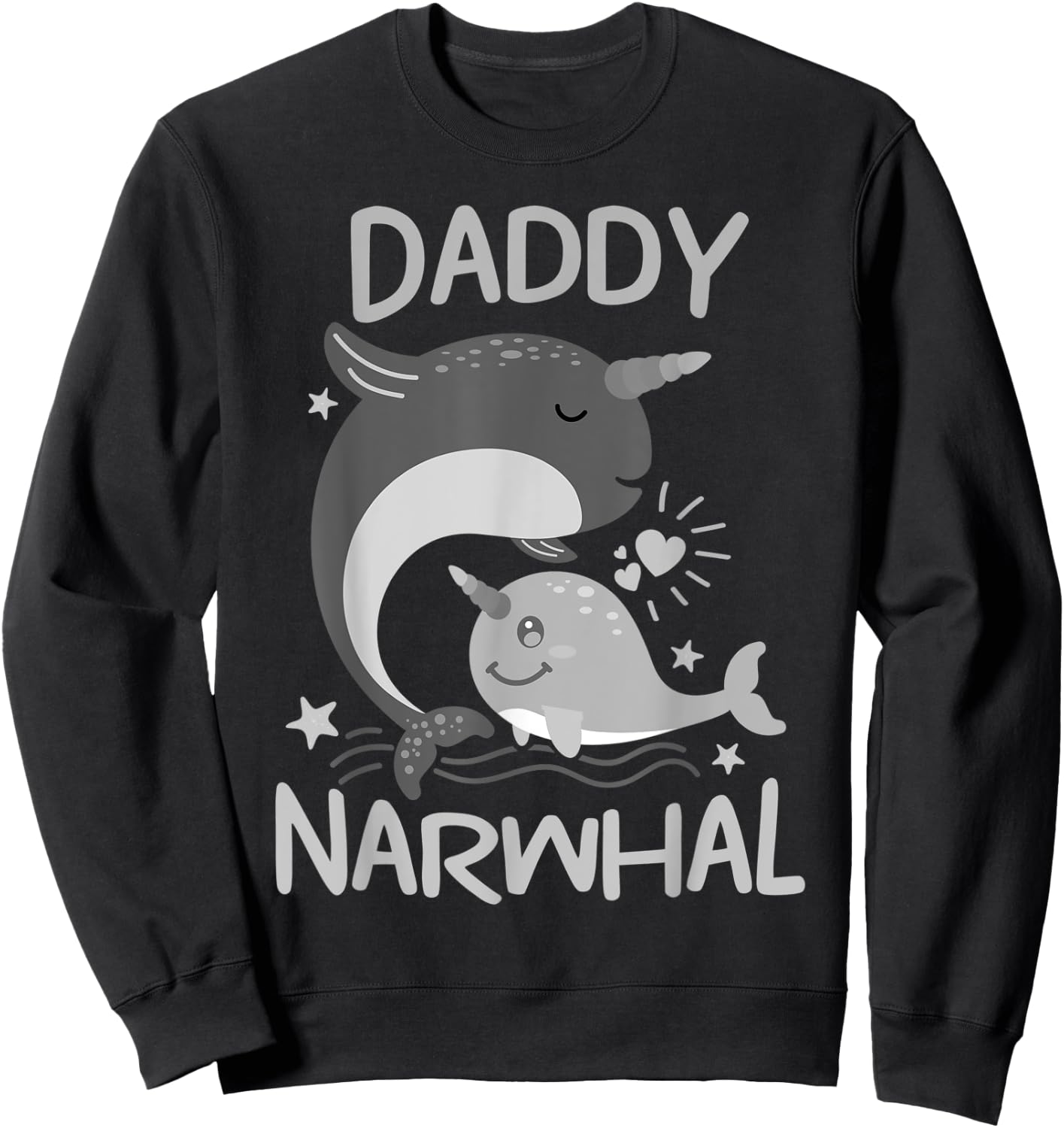 Cute Narwhal Daddy Funny Dad Whale Lover Ocean Gift Sweatshirt - Sweatshirt | Black