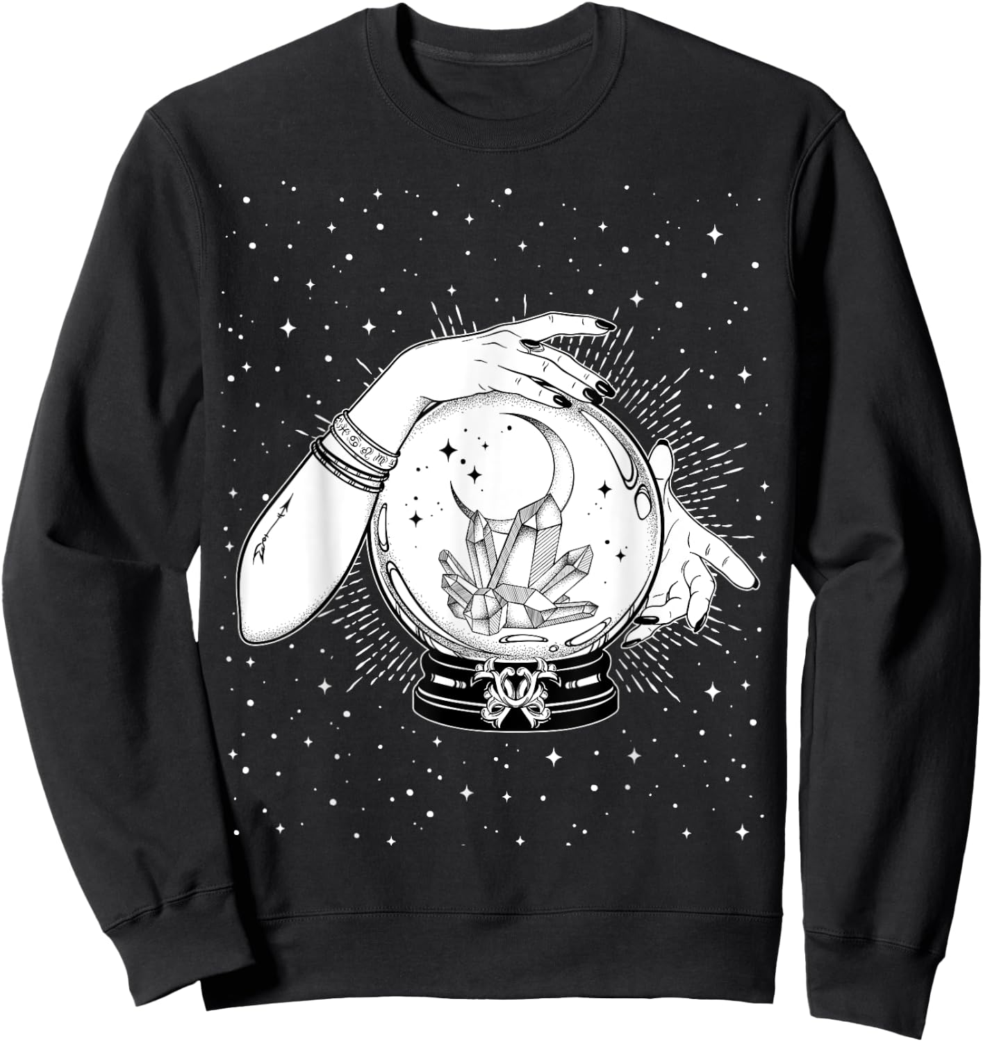 Vintage Witchy Mystic Fortune Teller Magical Crystal Ball Sweatshirt - Sweatshirt | Black