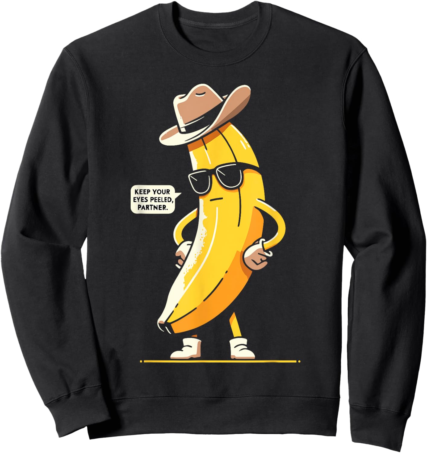 Banana Cowboy Cowgirl Country Western Novelty Funny Banana Sweatshirt - Sweatshirt | Black