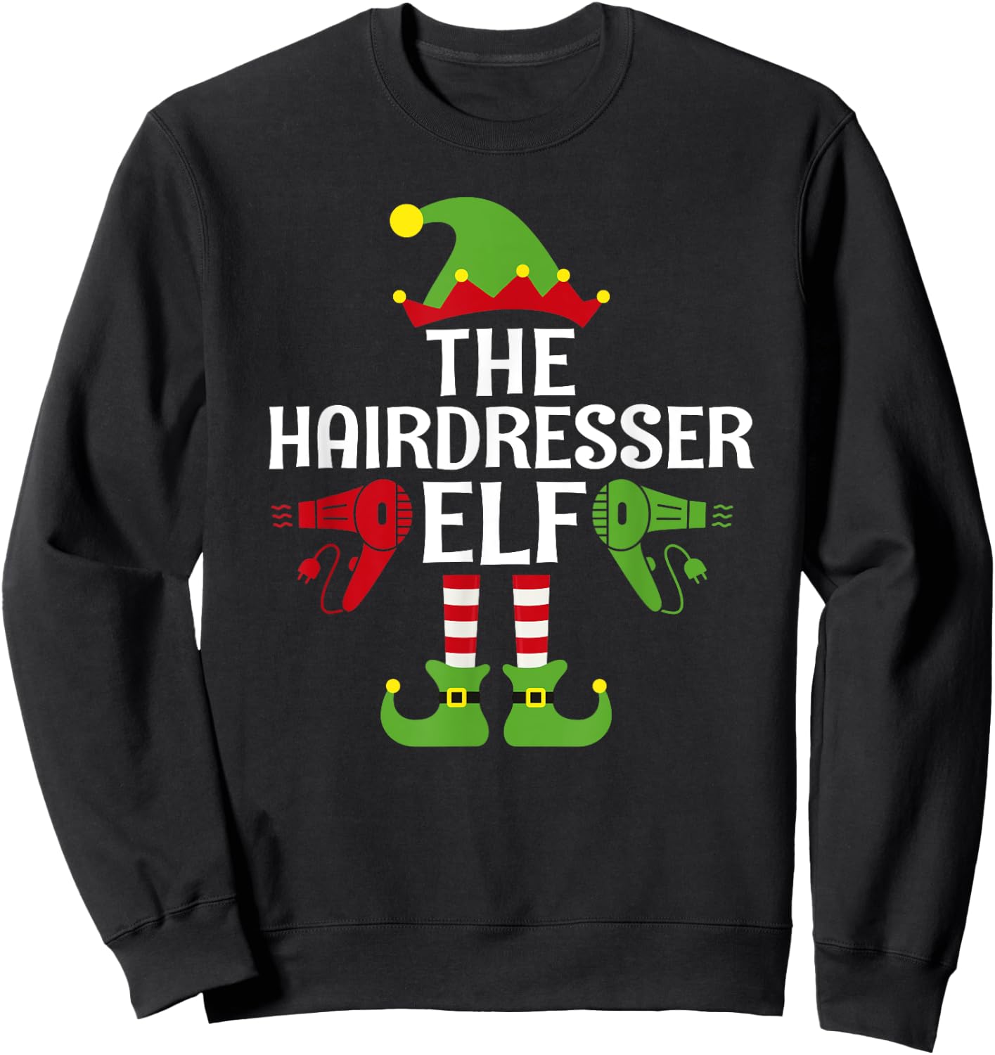 Hairdresser Elf Family Matching Group Christmas Sweatshirt - Sweatshirt | Black