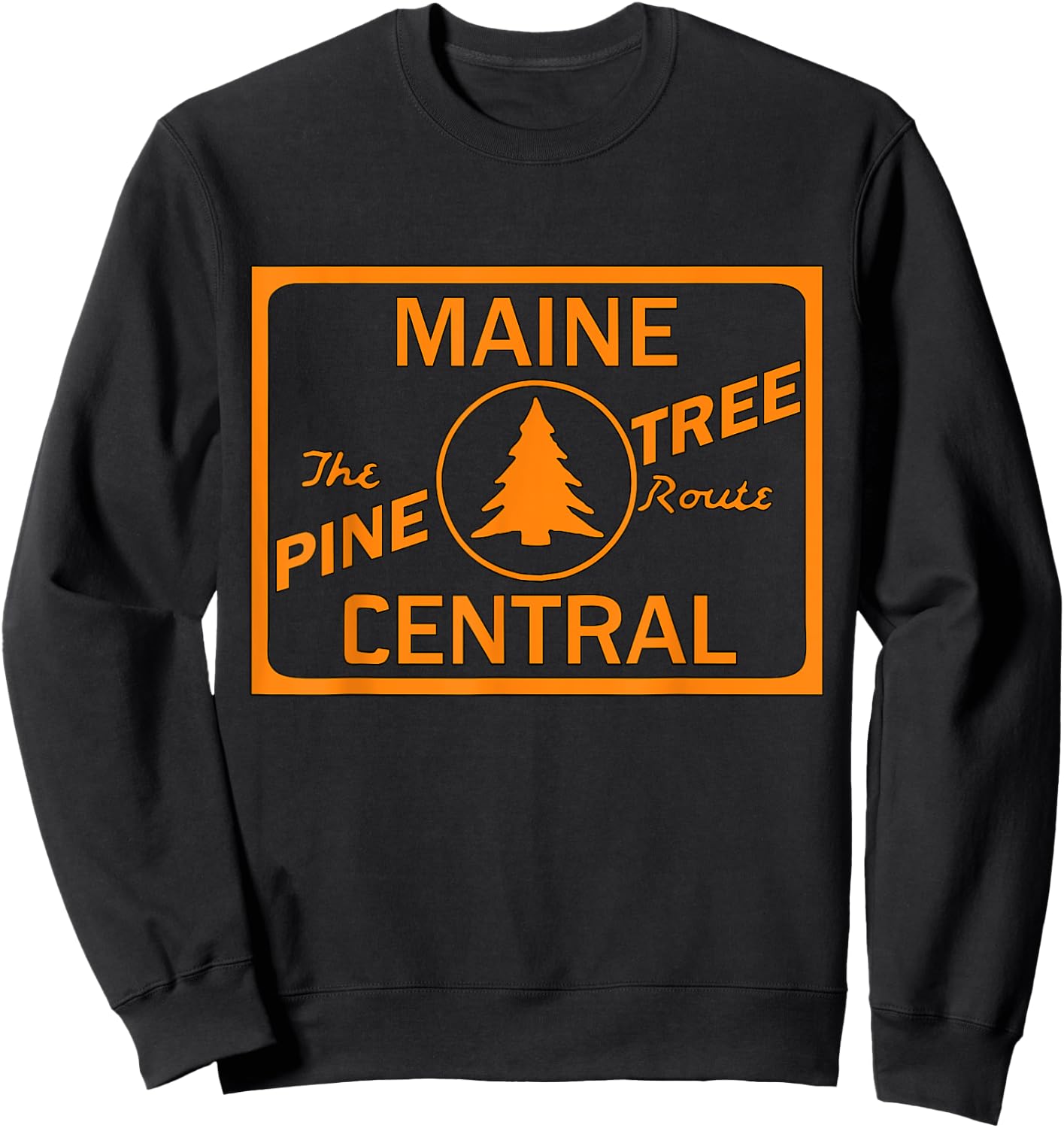 Vintage Maine Central Pine Tree Train Route Railroad Sweatshirt - Sweatshirt | Black