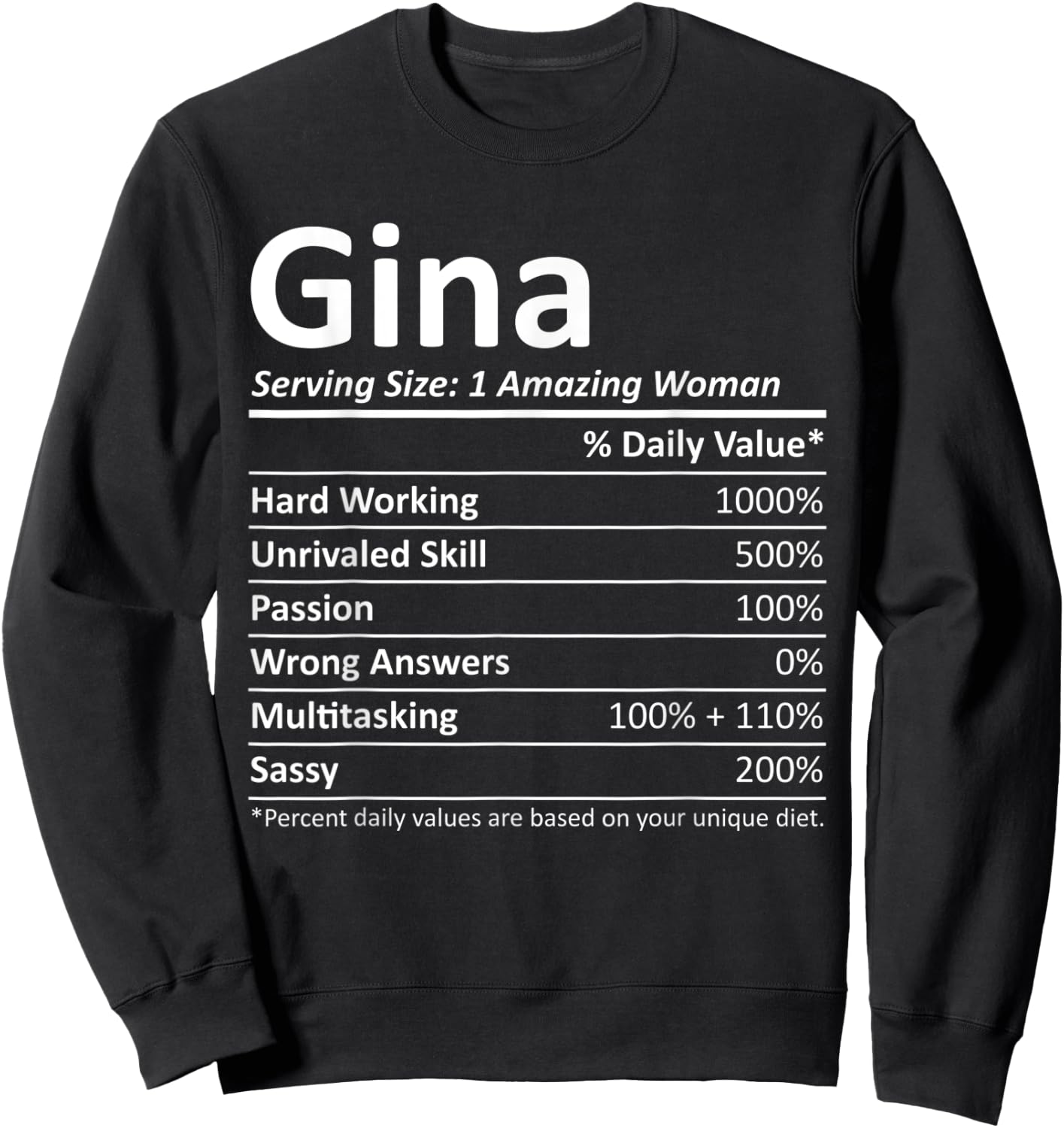 GINA Nutrition Personalized Name Funny Christmas Gift Sweatshirt - Sweatshirt | Black