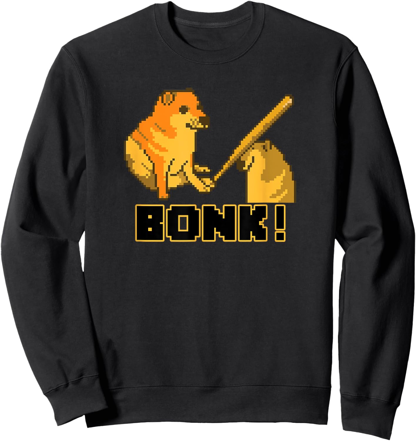 Extended Lunch Break Cheems Bonk Meme Pixel Art Sweatshirt - Sweatshirt | Black