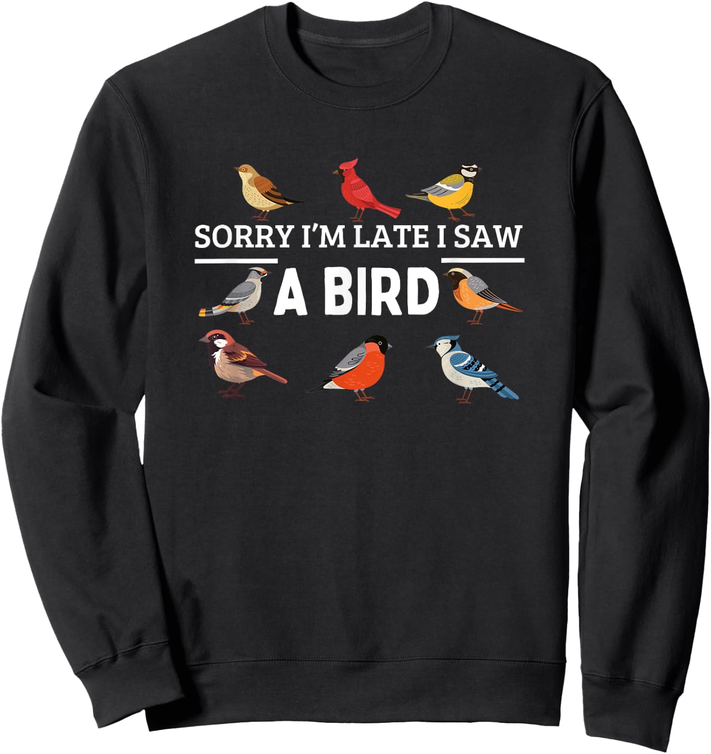 Sorry I'm Late I Saw A Bird Funny Bird Watching Sweatshirt - Sweatshirt | Black