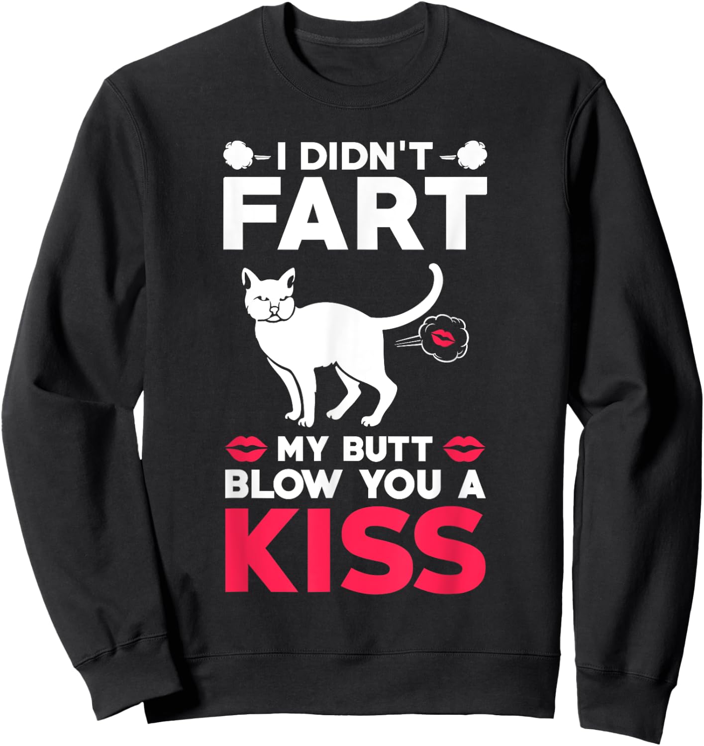I didn't Fart My Butt Blow You A Kiss Funny Cat Gift Cats Men Women Kids Sweatshirt - Sweatshirt | Black
