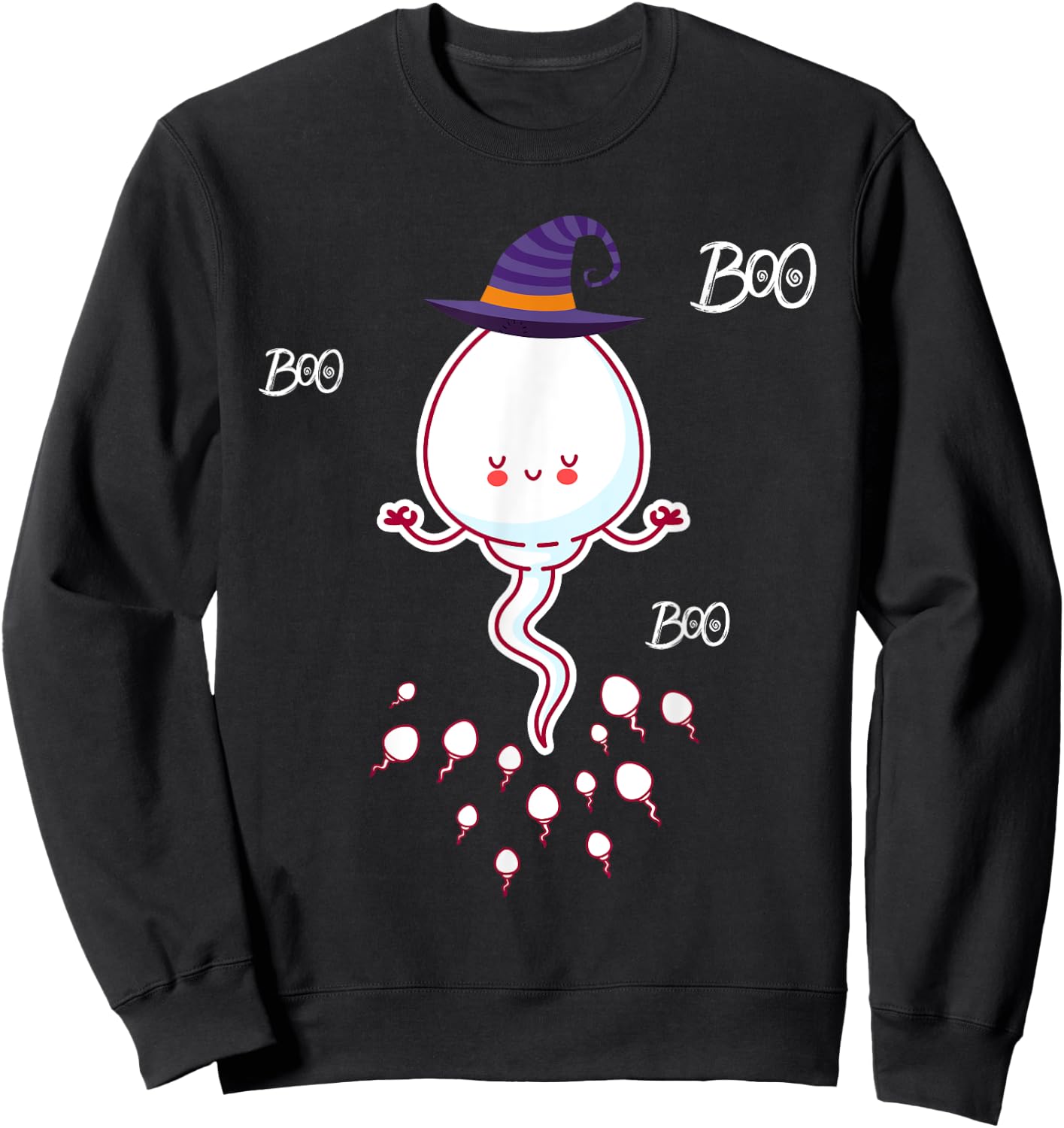 Boo Boo Funny Sperm Ghost Halloween Men Women Costume Gift Sweatshirt - Sweatshirt | Black
