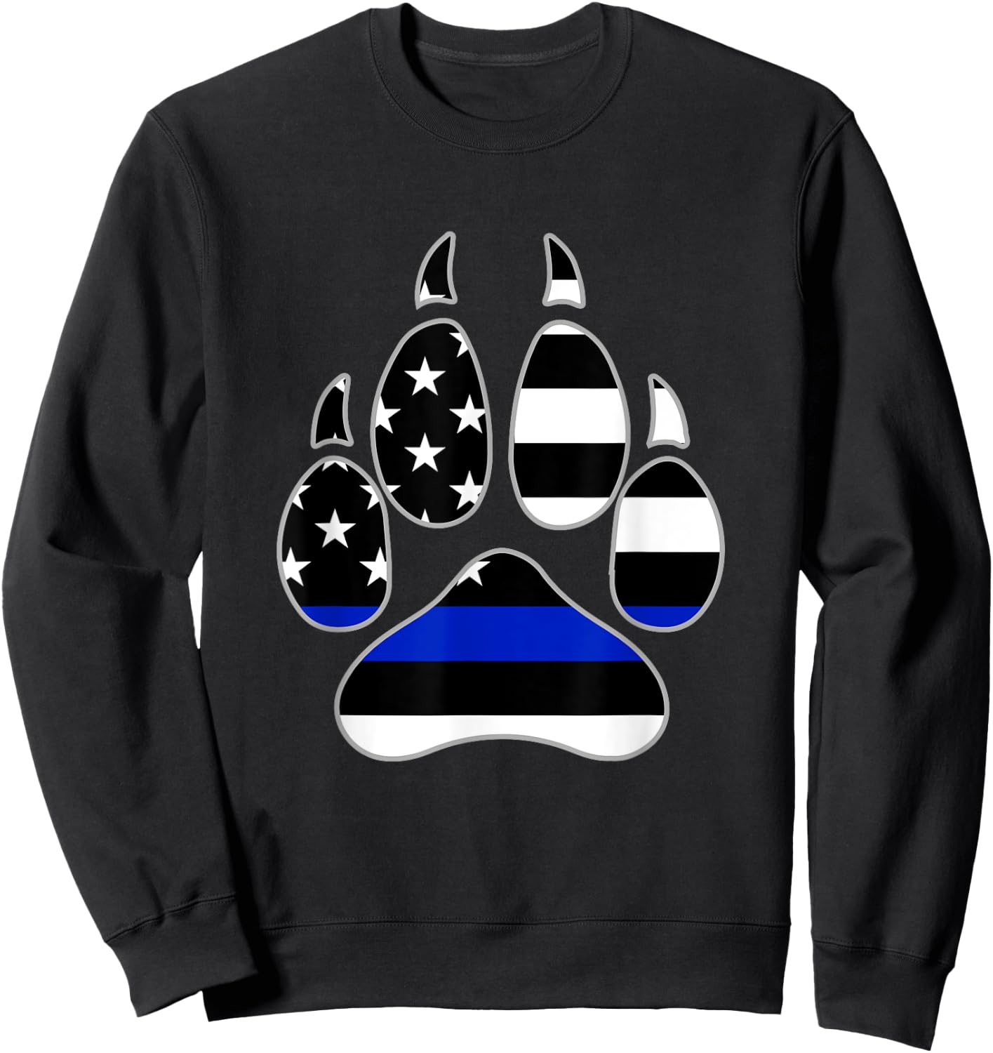 Dog Paw Print Police Flag Design Sweatshirt - Sweatshirt | Black