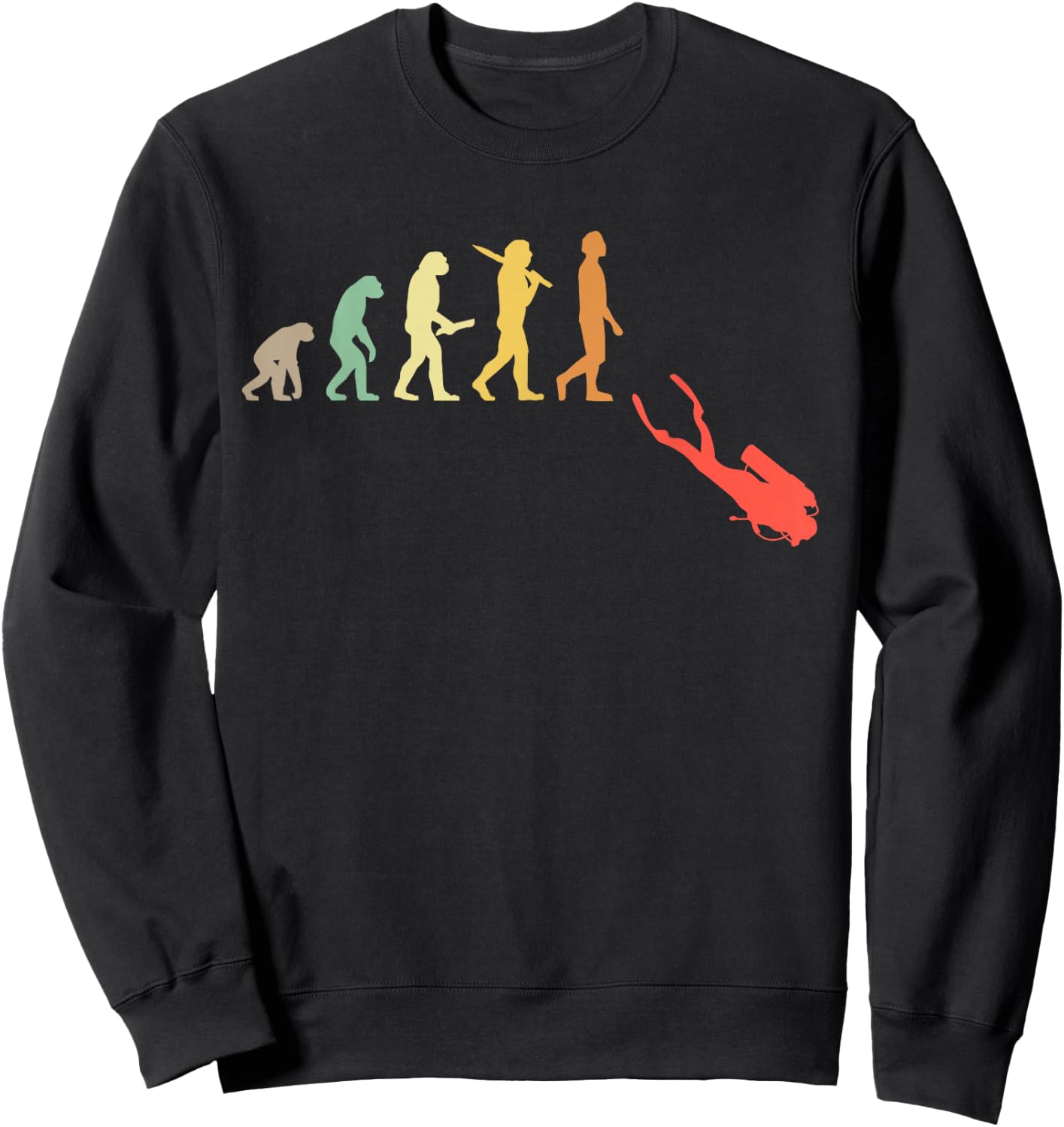 Retro Diving Evolution Gift Scuba Divers Sweatshirt - Sweatshirt | Black