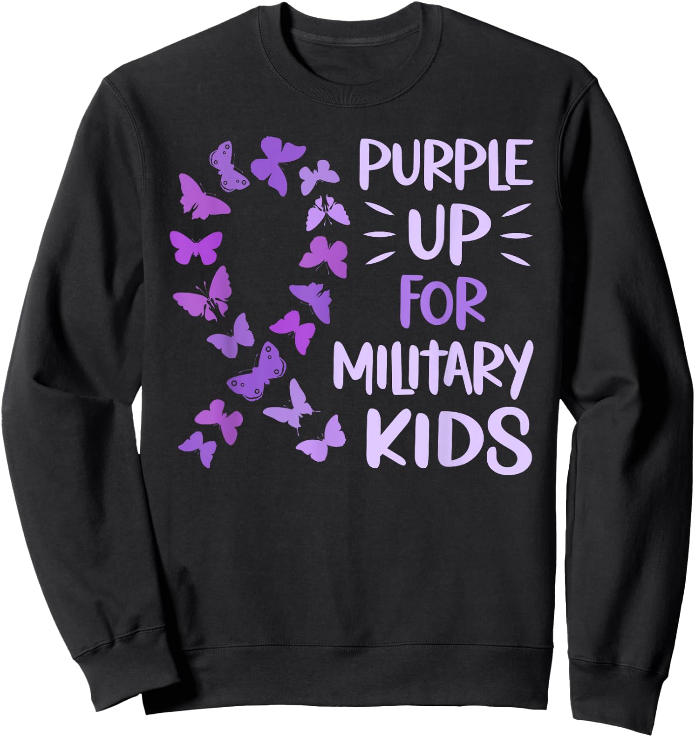 Purple Up Military Child Butterfly - Military Brats Month Sweatshirt - Sweatshirt | Black
