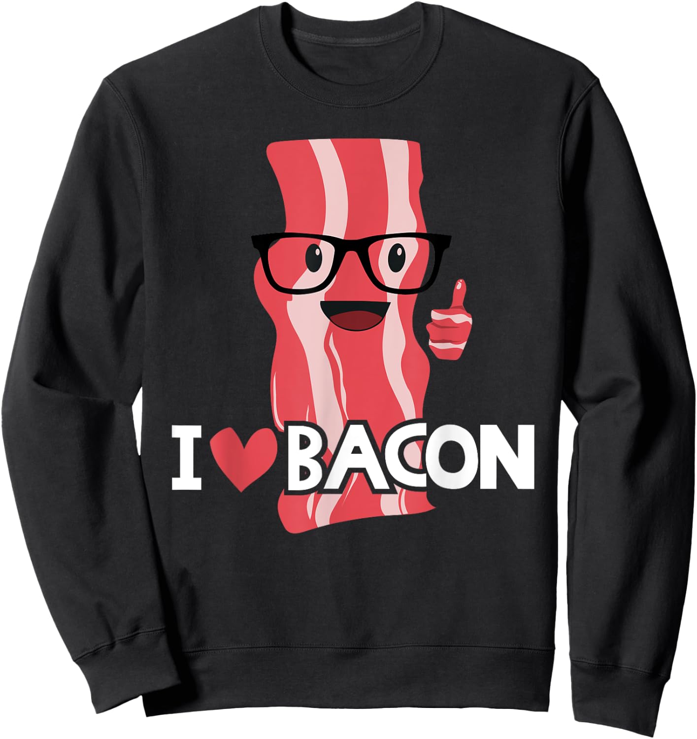 Funny Bacon Gift Kids Boys Girls Cool Geeky I Love Bacon Sweatshirt - Sweatshirt | Black
