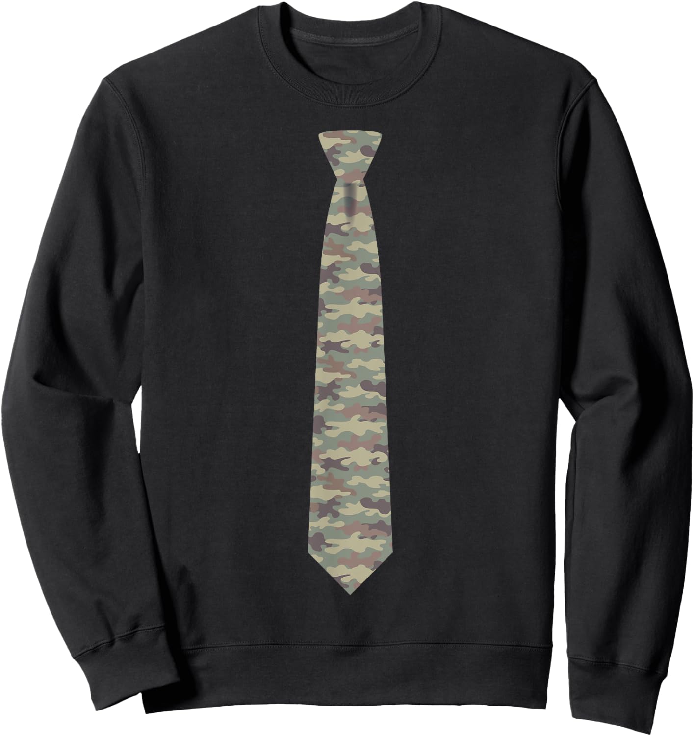 Camouflage Tie, Necktie Funny Hunter Dress Graphic Sweatshirt - Sweatshirt | Black
