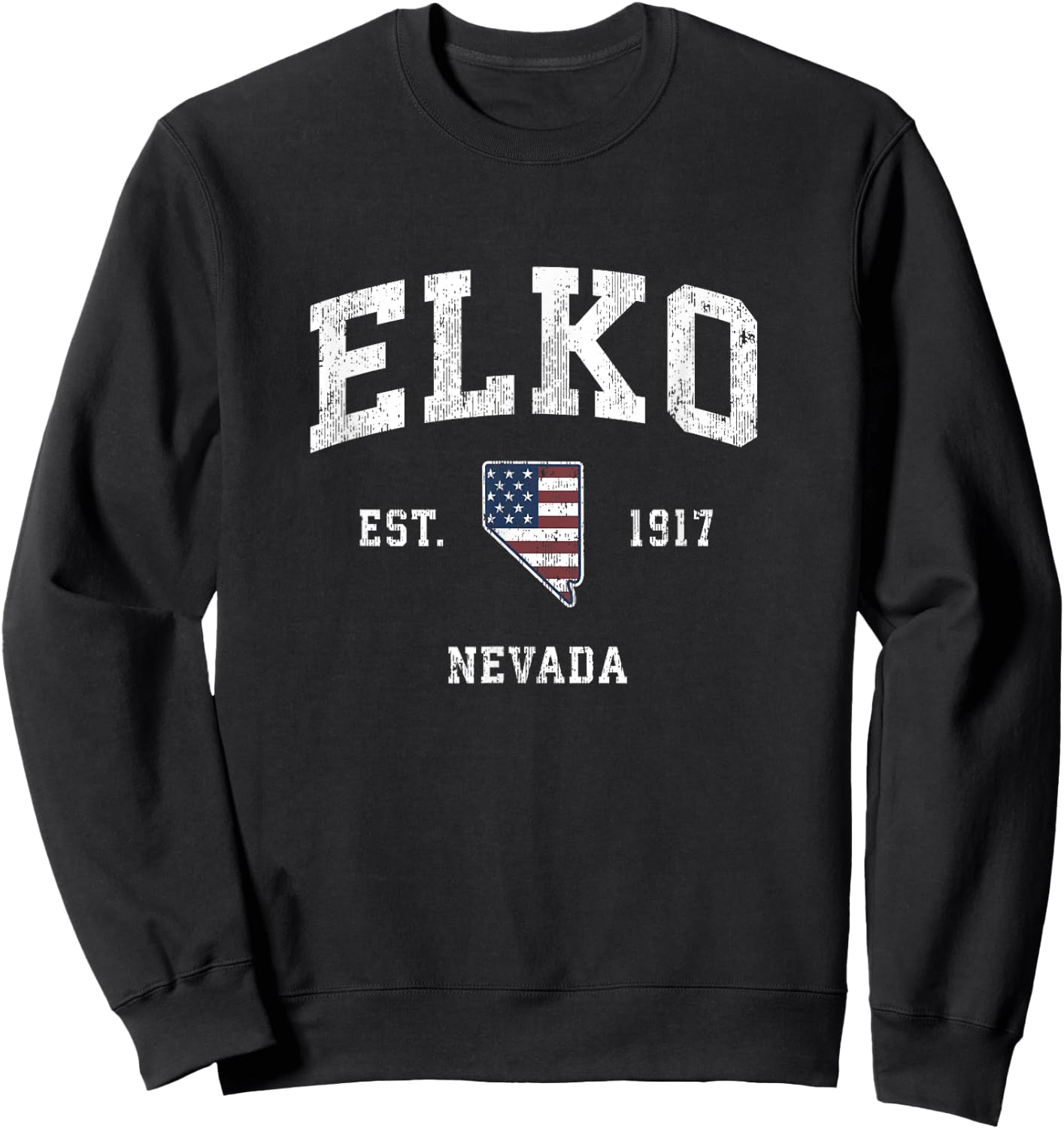 Elko Nevada NV Vintage American Flag Sports Design Sweatshirt - Sweatshirt | Black