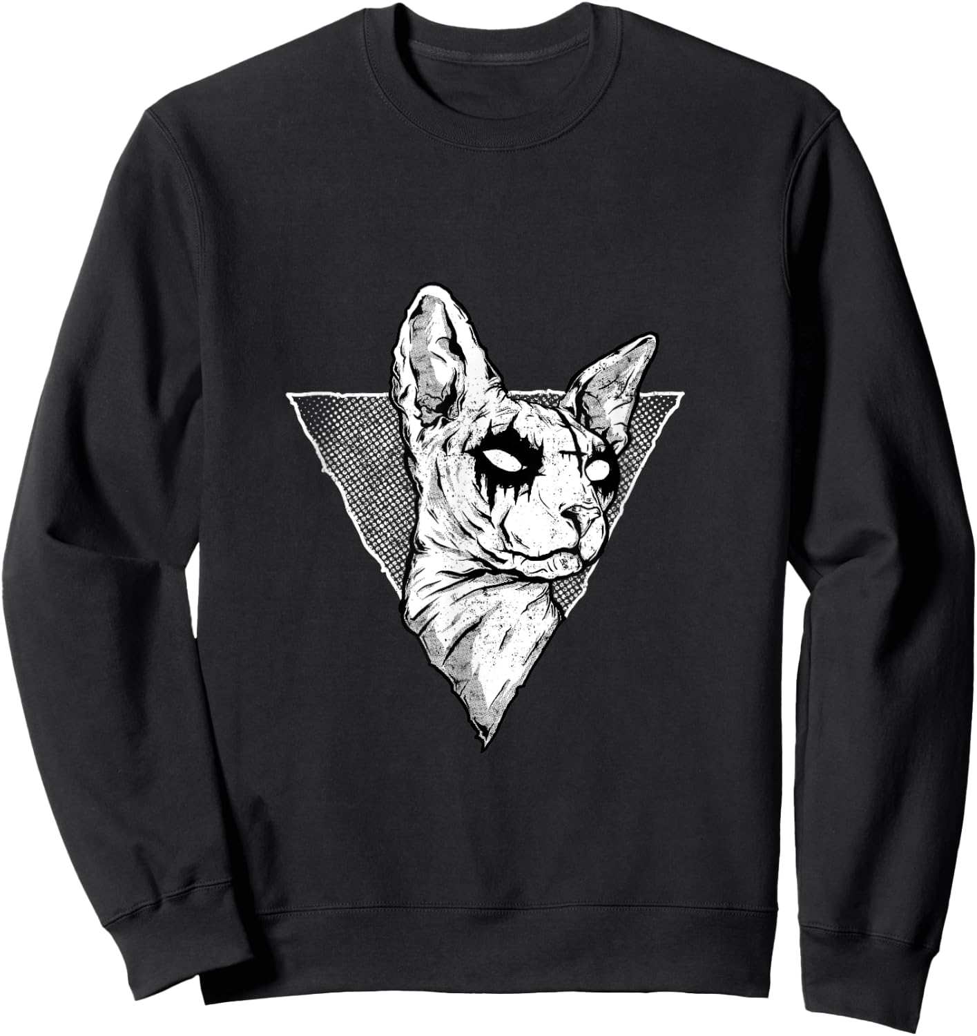 Goth Sphynx Cat Halloween Evil Cat Satanic Hairless Cat Sweatshirt - Sweatshirt | Black