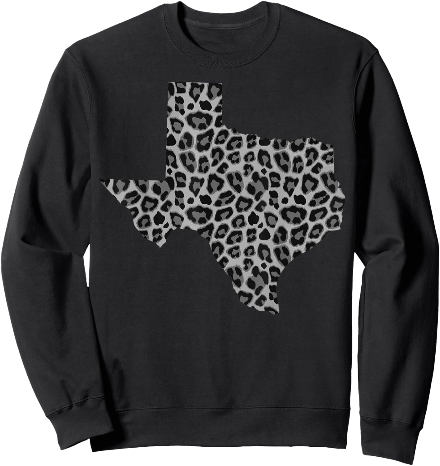 Cute Texas Shape Leopard Print | Wildlife Animal Lover Gift Sweatshirt - Sweatshirt | Black