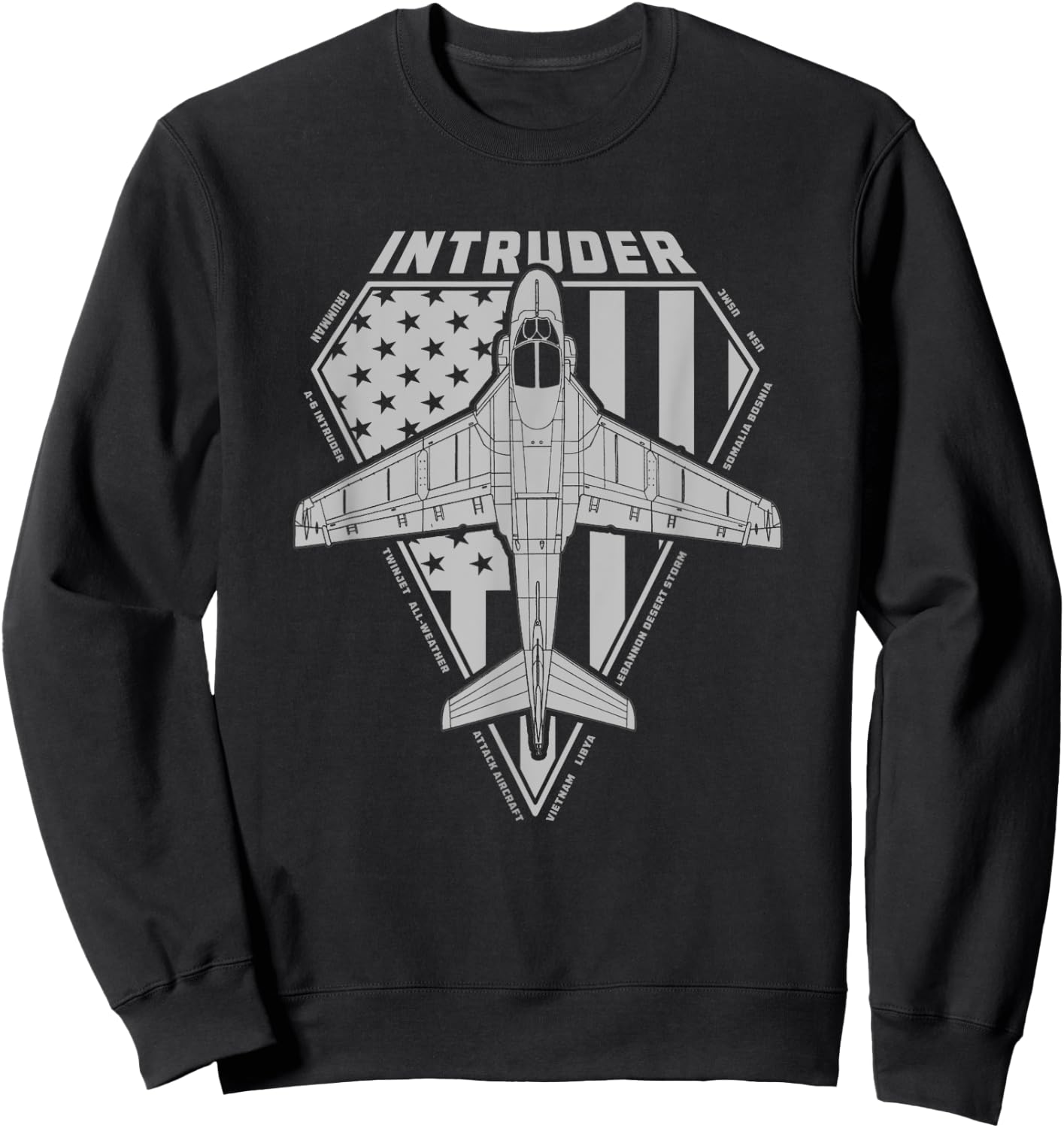 A-6 Intruder Military Jet Airplane Diamond Series Sweatshirt - Sweatshirt | Black