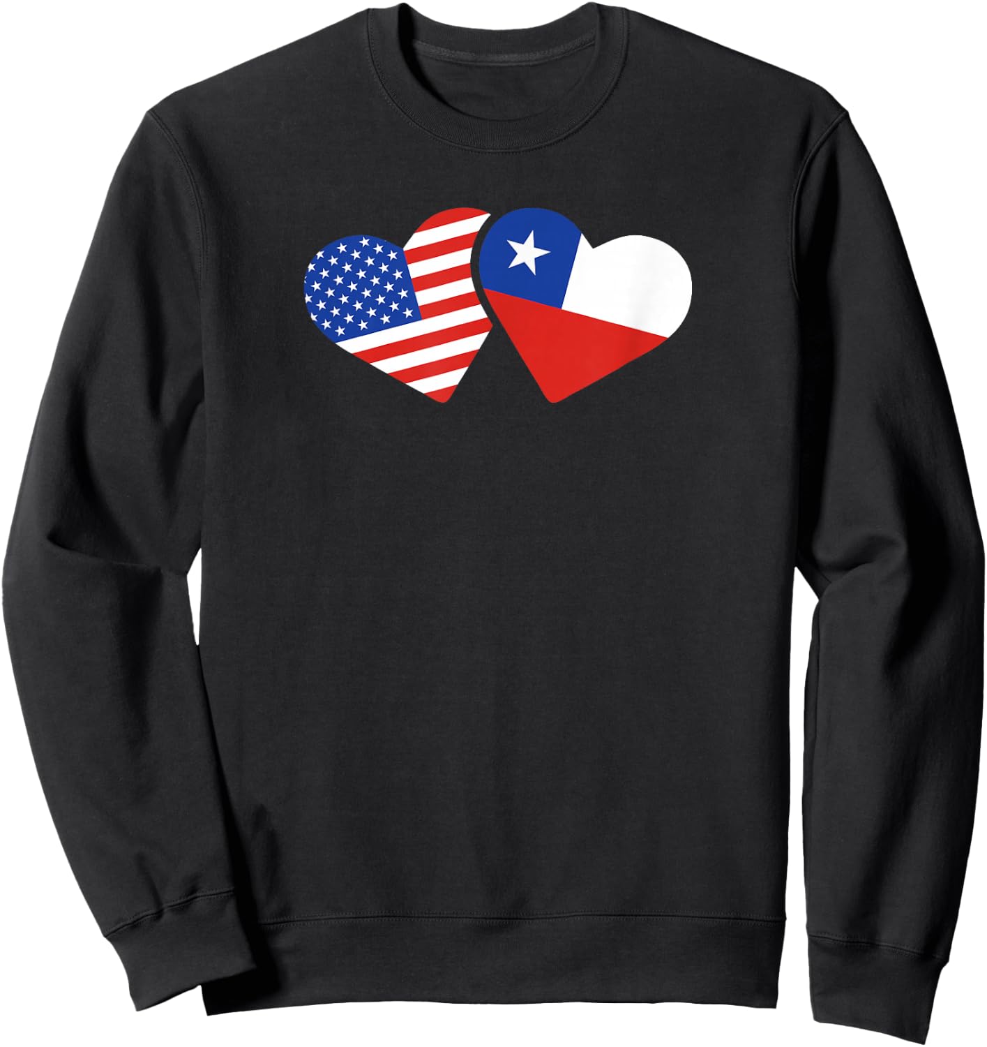 USA Chile Flag T Shirt Hearts Chileans American Love Cute Sweatshirt - Sweatshirt | Black