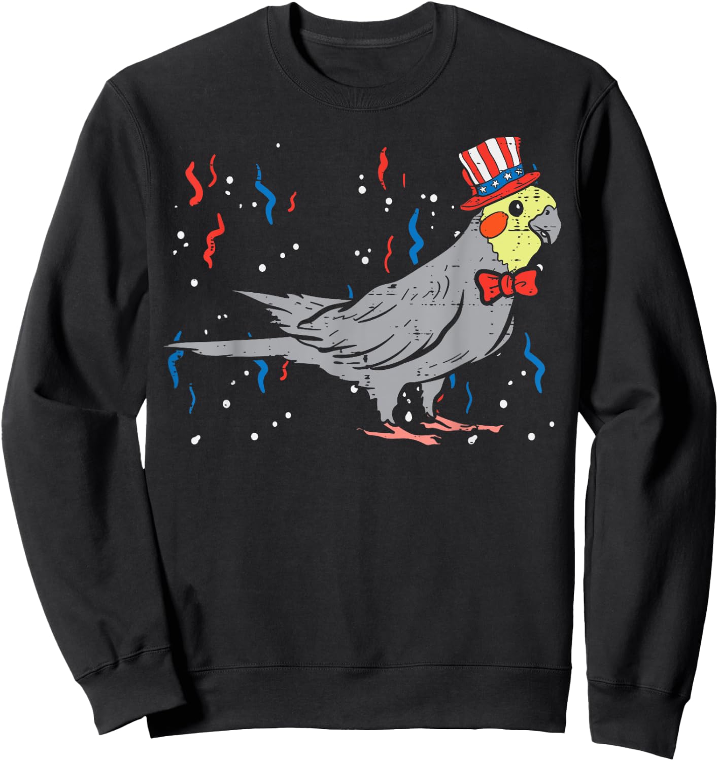 Cockatiel Bird American Flag USA 4th Of July Fourth Animal Sweatshirt - Sweatshirt | Black