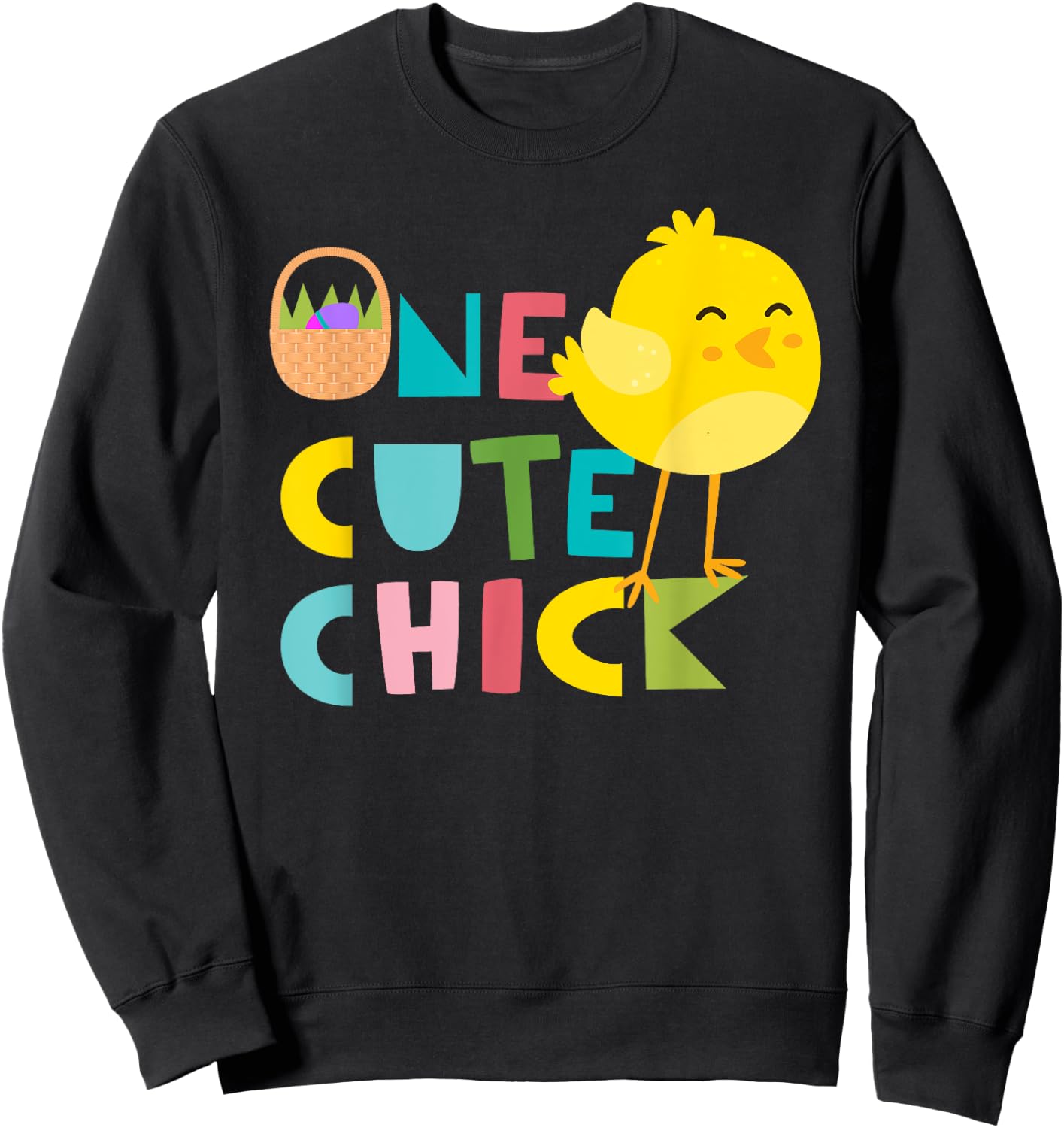 Cute and Funny Kids One Cute Chick Sweatshirt - Sweatshirt | Black