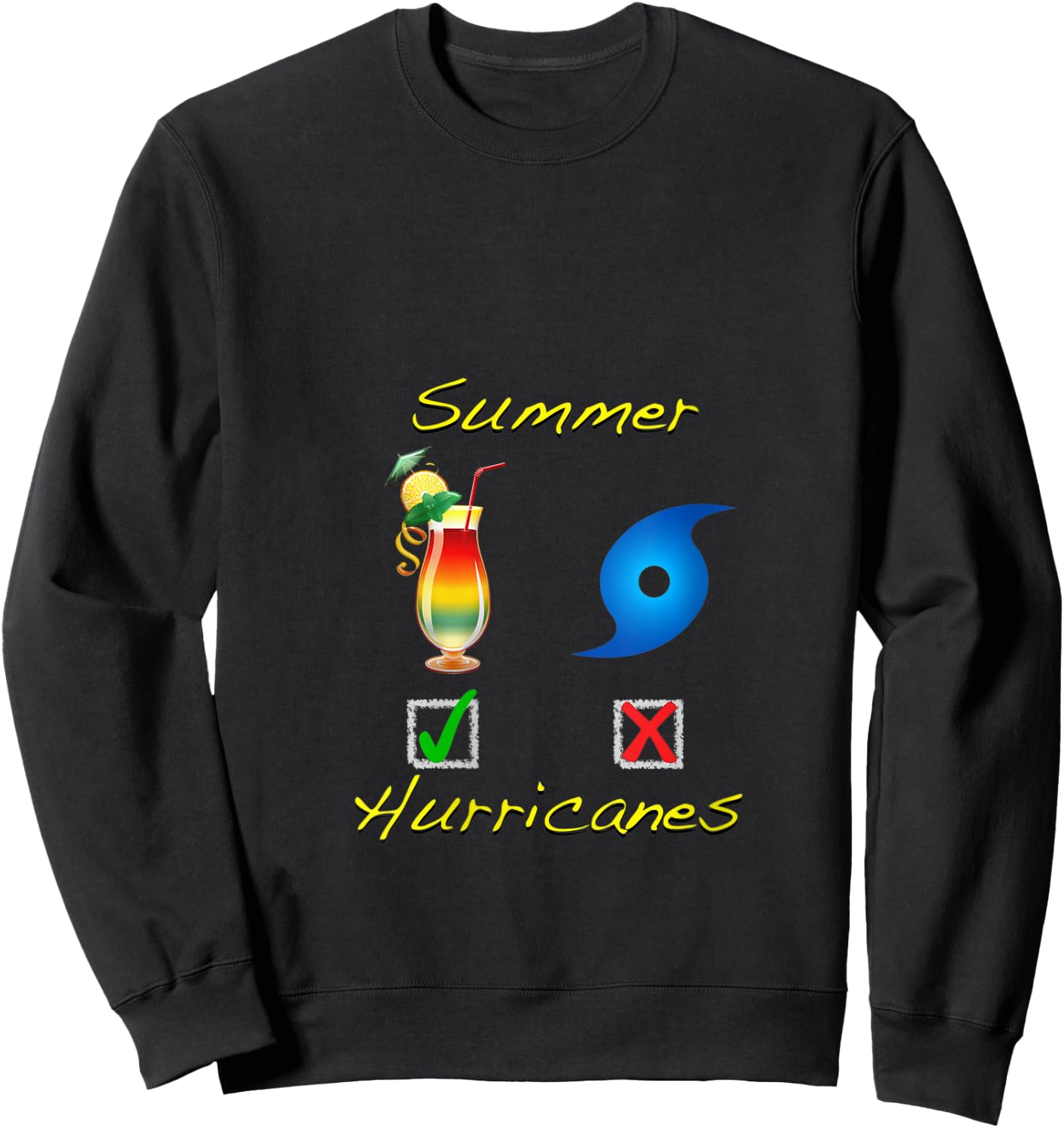 Funny Beach Camping Summer Hurricanes Drink Weather Dad Mom V-Neck Sweatshirt - Sweatshirt | Black
