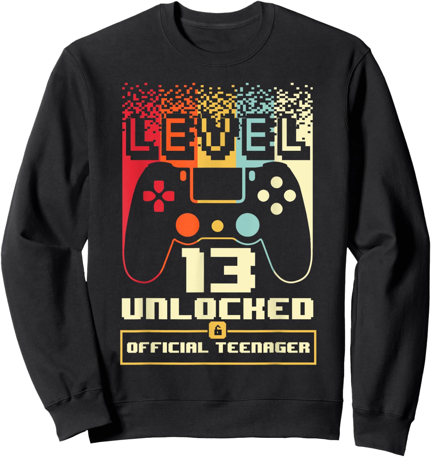 13th Birthday Gift Boys Level 13 Unlocked Official Teenager Sweatshirt - Sweatshirt | Black