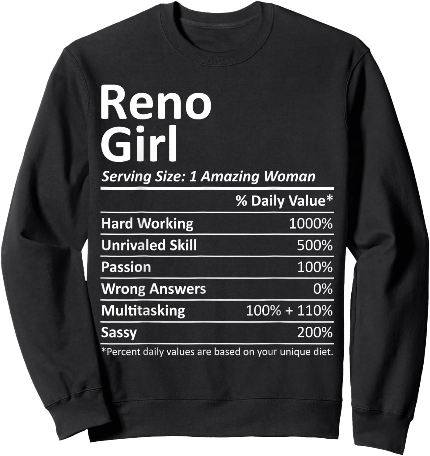 RENO GIRL NV NEVADA Funny City Home Roots USA Gift Sweatshirt - Sweatshirt | Black
