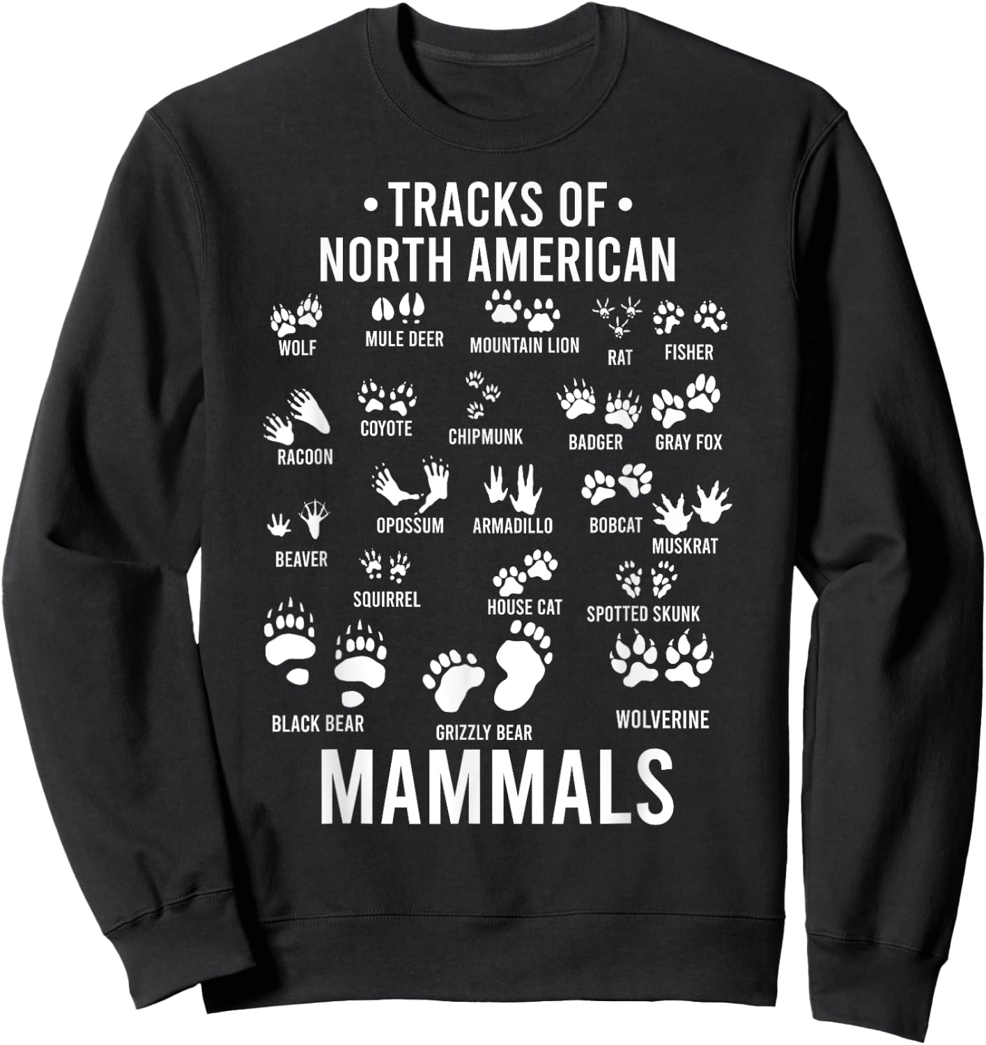 Wildlife Tracks of North American Mammals - Gift Kids Sweatshirt - Sweatshirt | Black