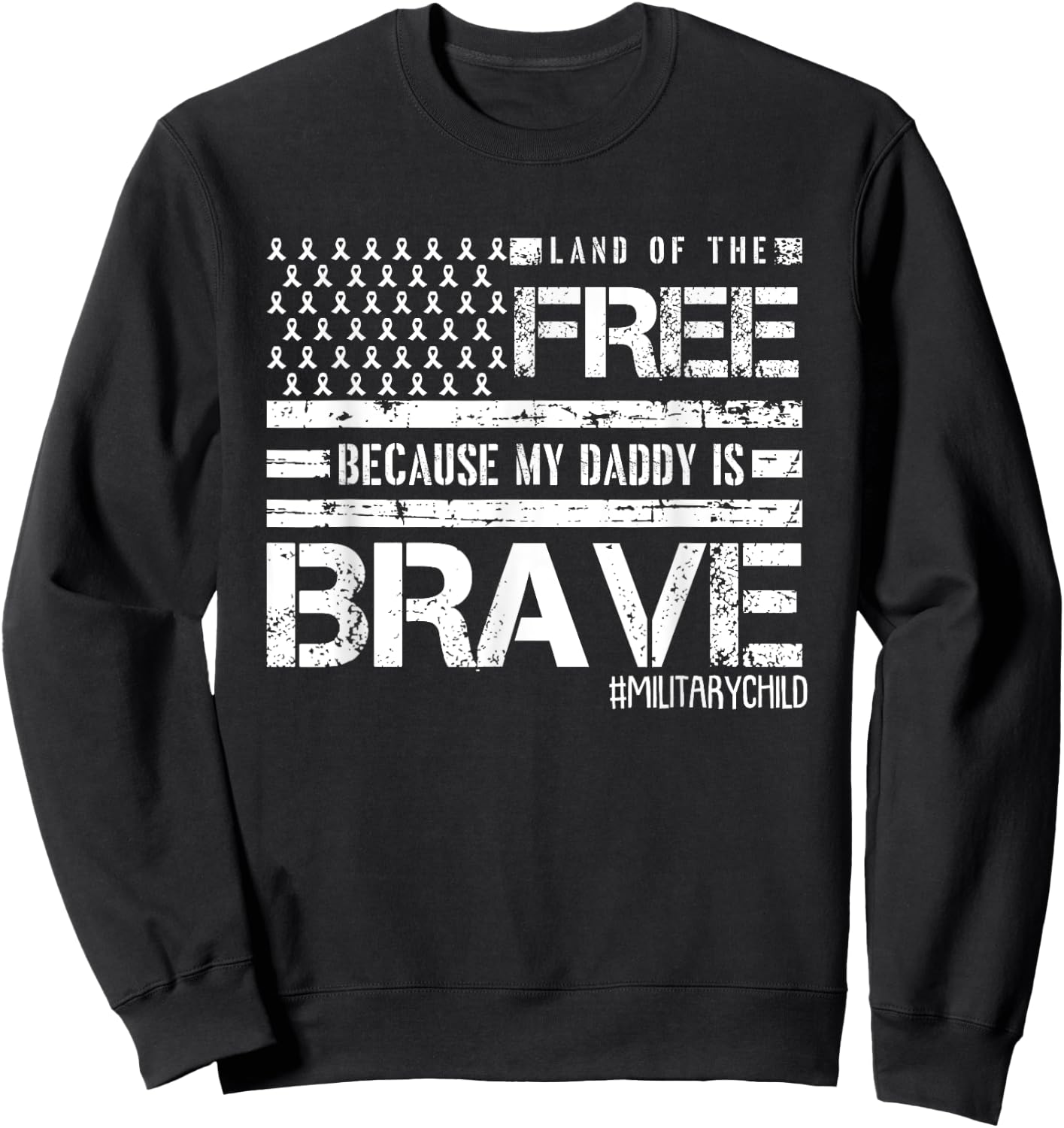 Land Of The Free Month Of The Military Child American Flag Sweatshirt - Sweatshirt | Black