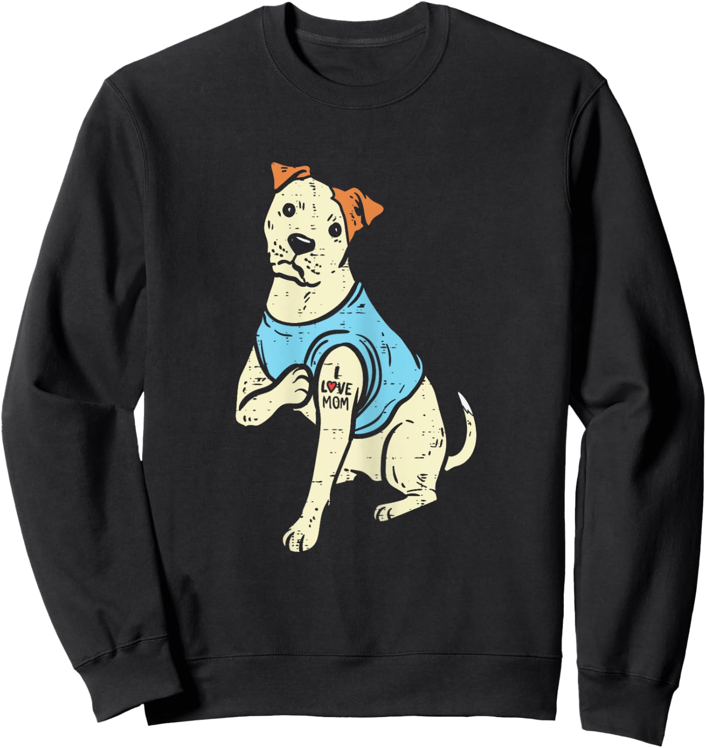 Pitbull I Love Mom Tattoo Pittie Dog Lover Owner Women Gift Sweatshirt - Sweatshirt | Black