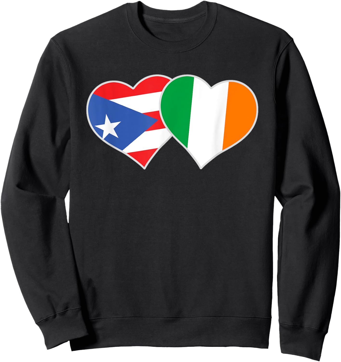 Irish Puerto Rican Flag Love Ireland Puerto Rico Heart Sweatshirt - Sweatshirt | Black