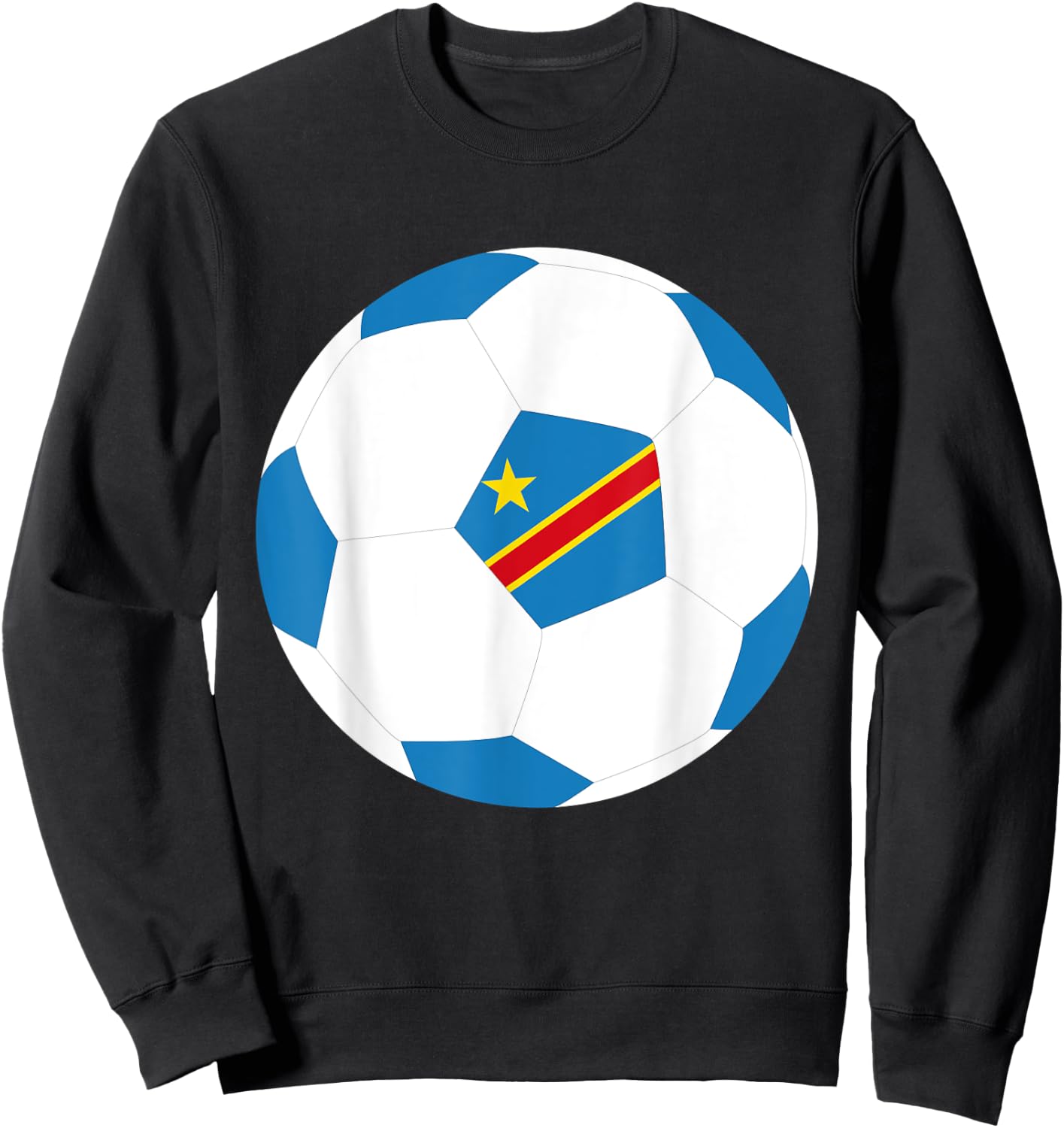DR Congo Soccer Ball Congolese Flag Jersey Pride Print Sweatshirt - Sweatshirt | Black