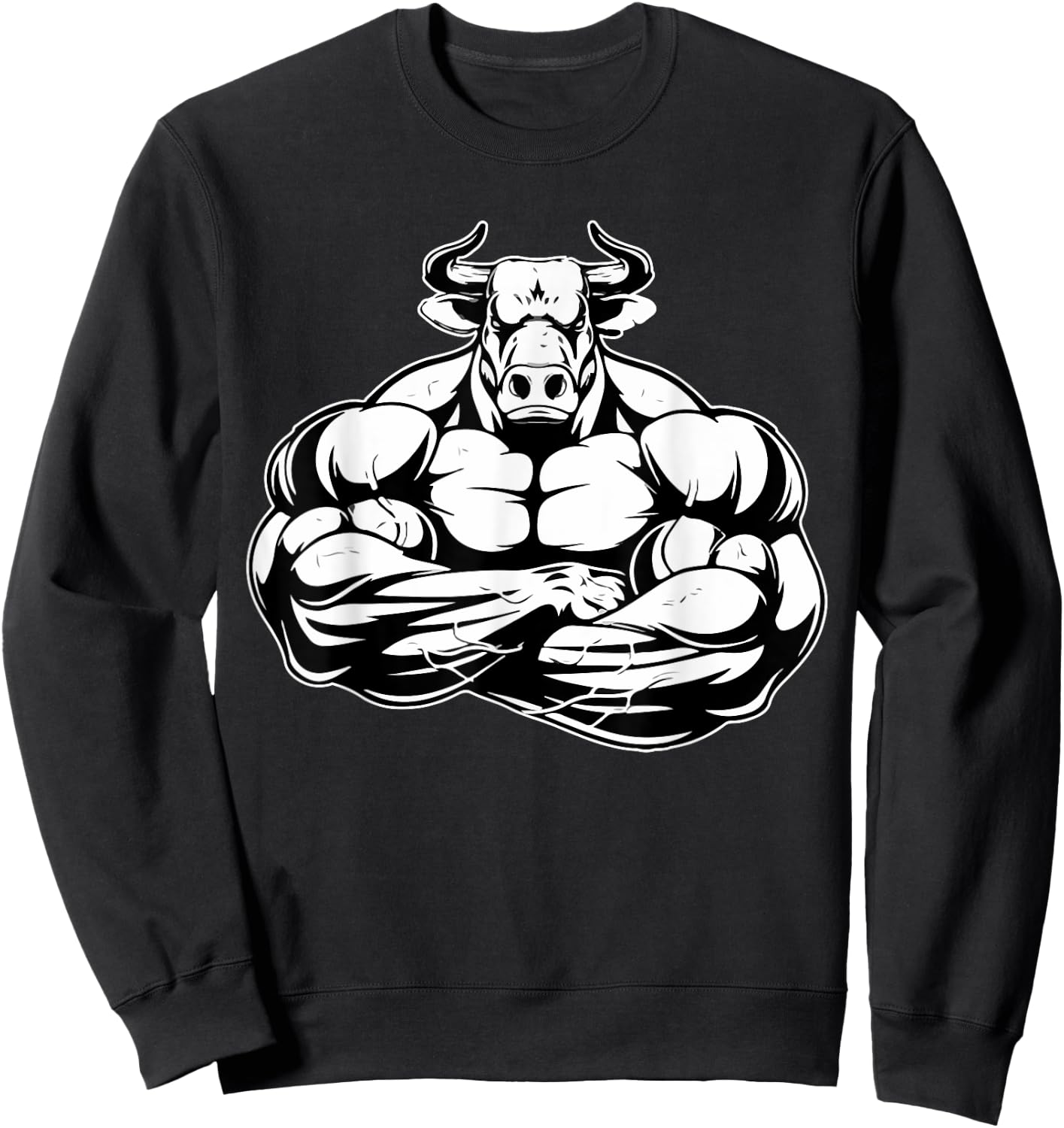 Bull With Muscles Shredded Taurus Fitness Workout Gym Lover Sweatshirt - Sweatshirt | Black