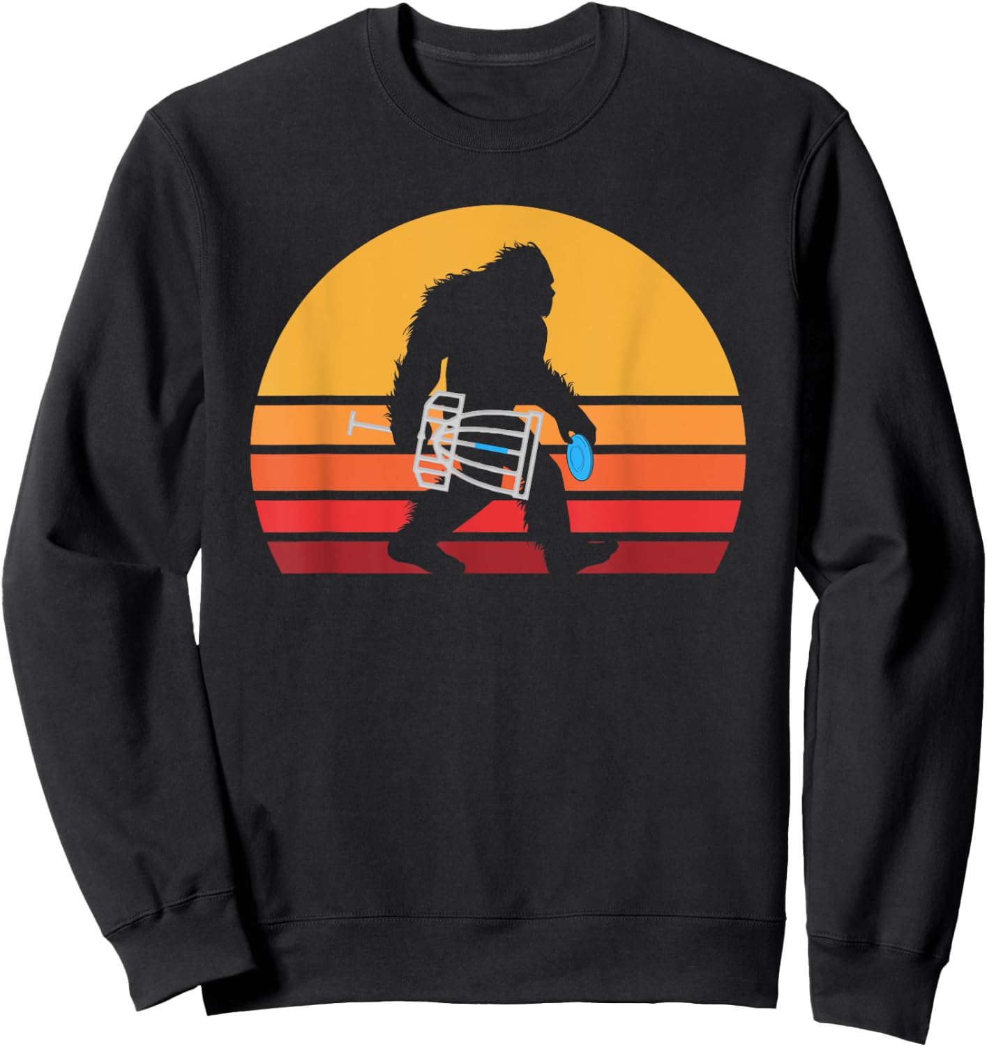 Retro Bigfoot Disc Golf Eighties Sasquatch Disc Golfing Sweatshirt - Sweatshirt | Black