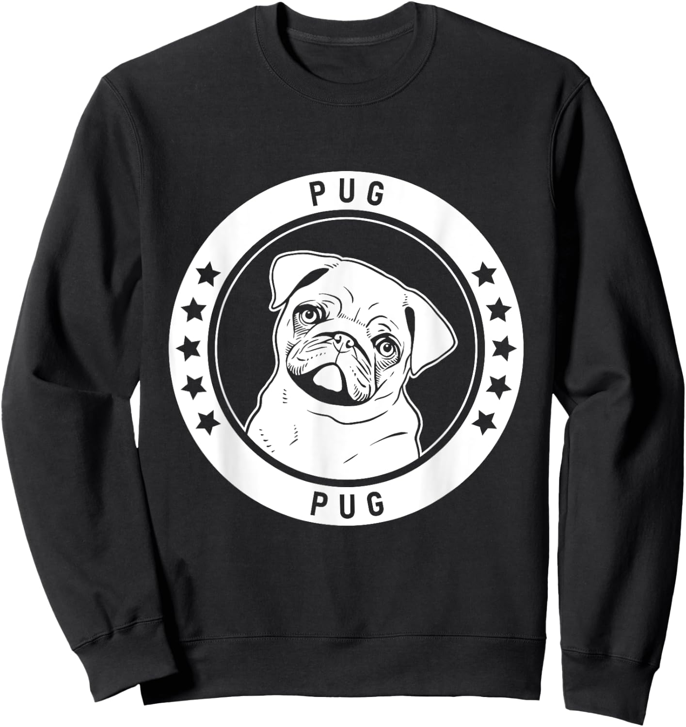 Pug Dog Portrait Sweatshirt - Sweatshirt | Black