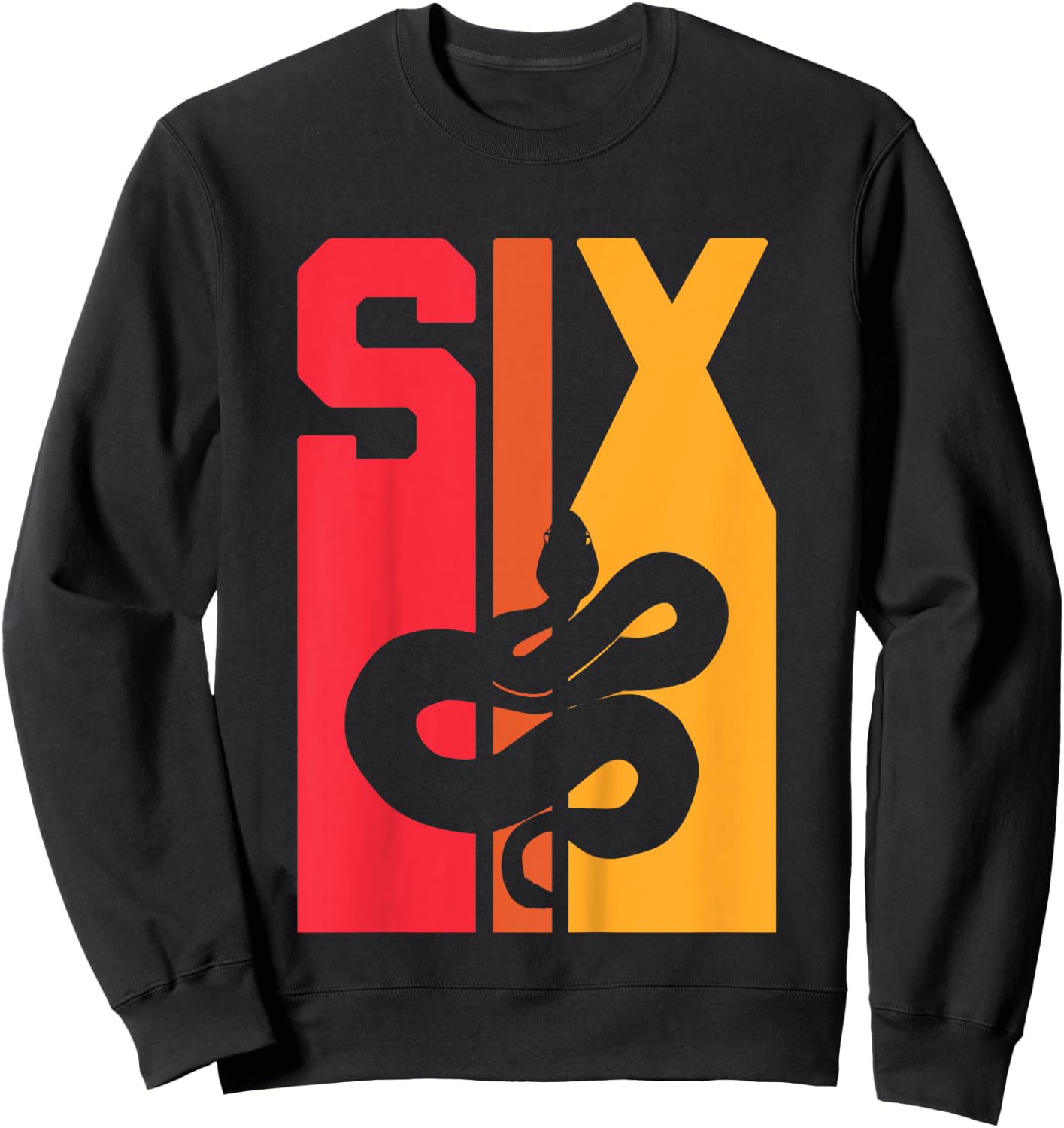 6th Birthday Vintage Snake Lover Pet Reptile 6 Years Old Sweatshirt - Sweatshirt | Black