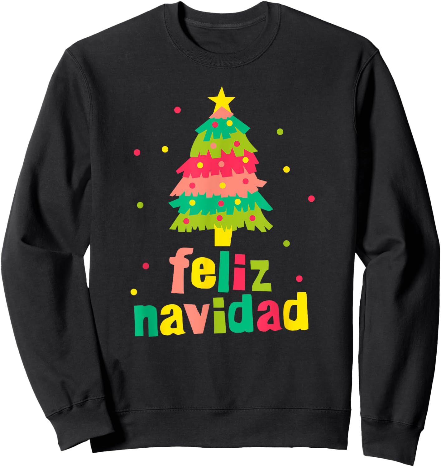 Feliz Navidad Colorful Xmas Tree Spanish Christmas Xmas Gift Sweatshirt - Sweatshirt | Black