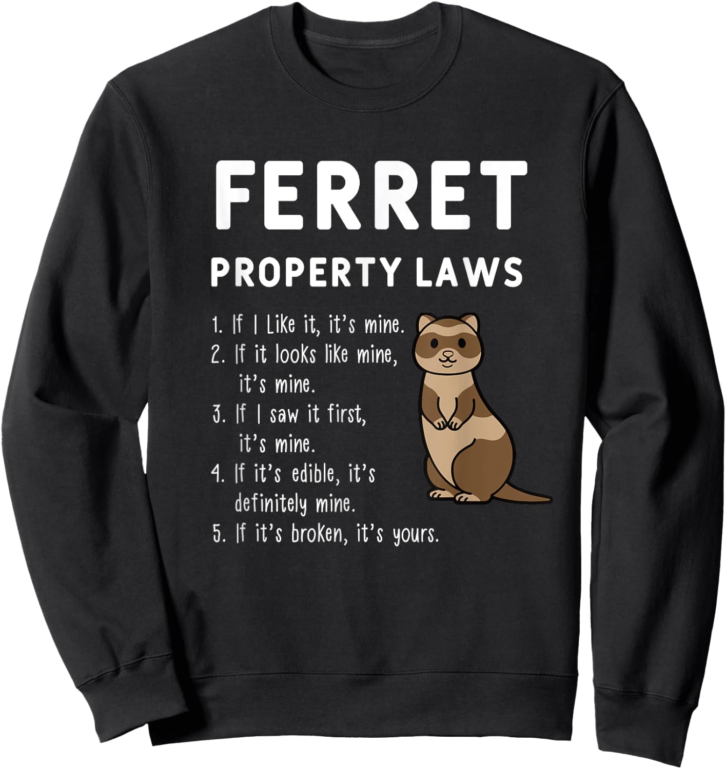 Ferret Property Laws Five Statements By Ferrets Sweatshirt - Sweatshirt | Black