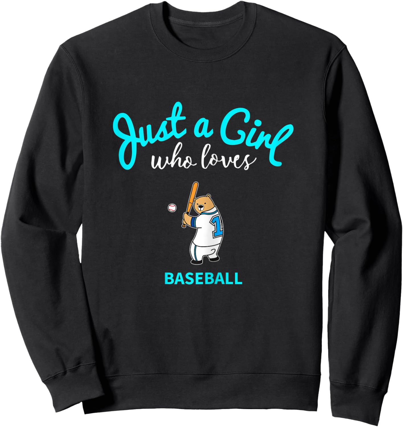 Baseball Shirt for Girls | Kids Baseball Sweatshirt - Sweatshirt | Black