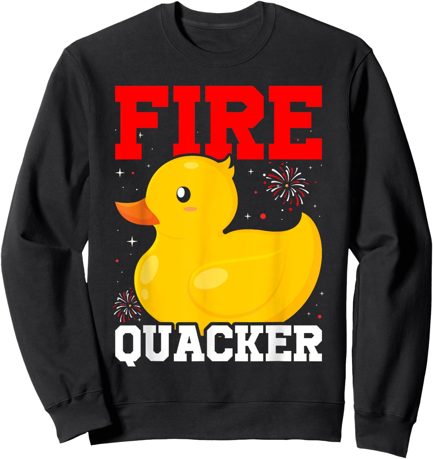 Fire Quacker Rubber Duck 4th Of July Firework Sweatshirt - Sweatshirt | Black