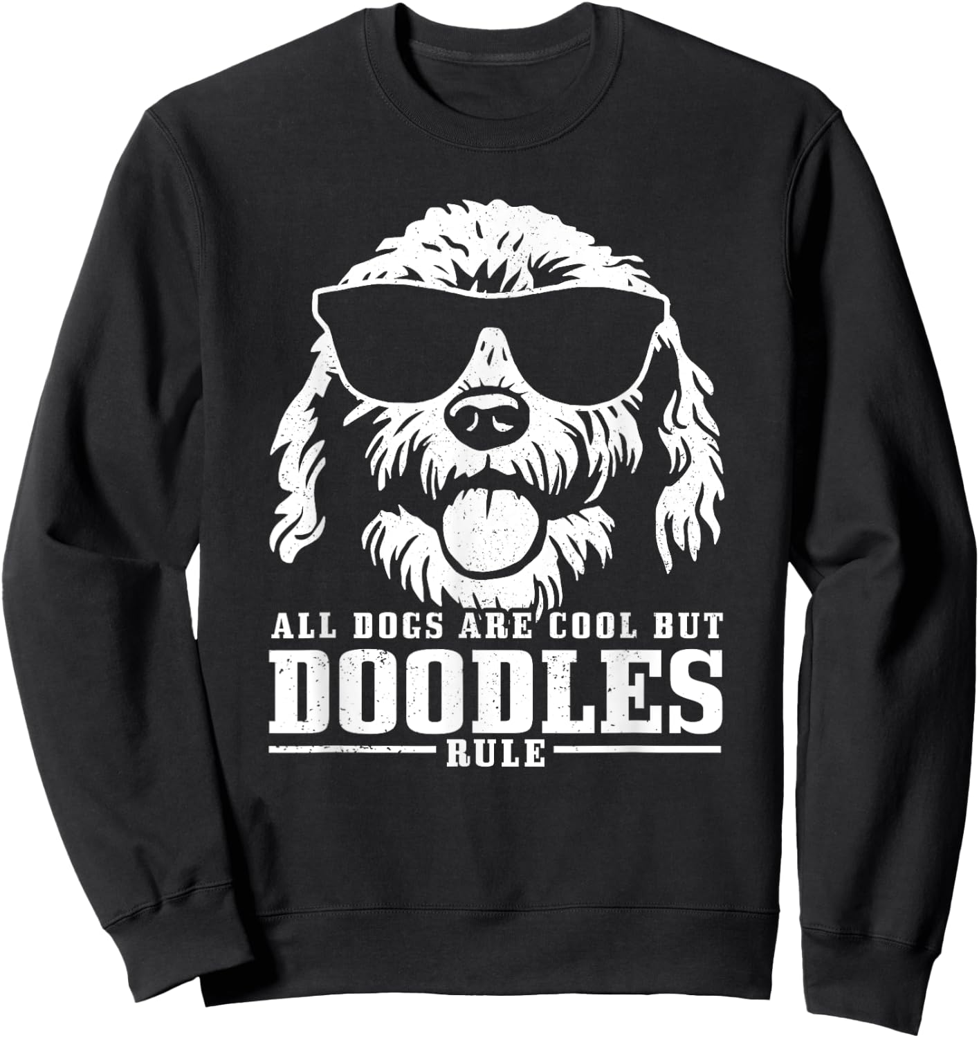 We Love Doodle Dogs - Goldendoodle Apparel Co. -Adults Black Cartoon Dog Pattern Sweatshirt - Sweatshirt | Black