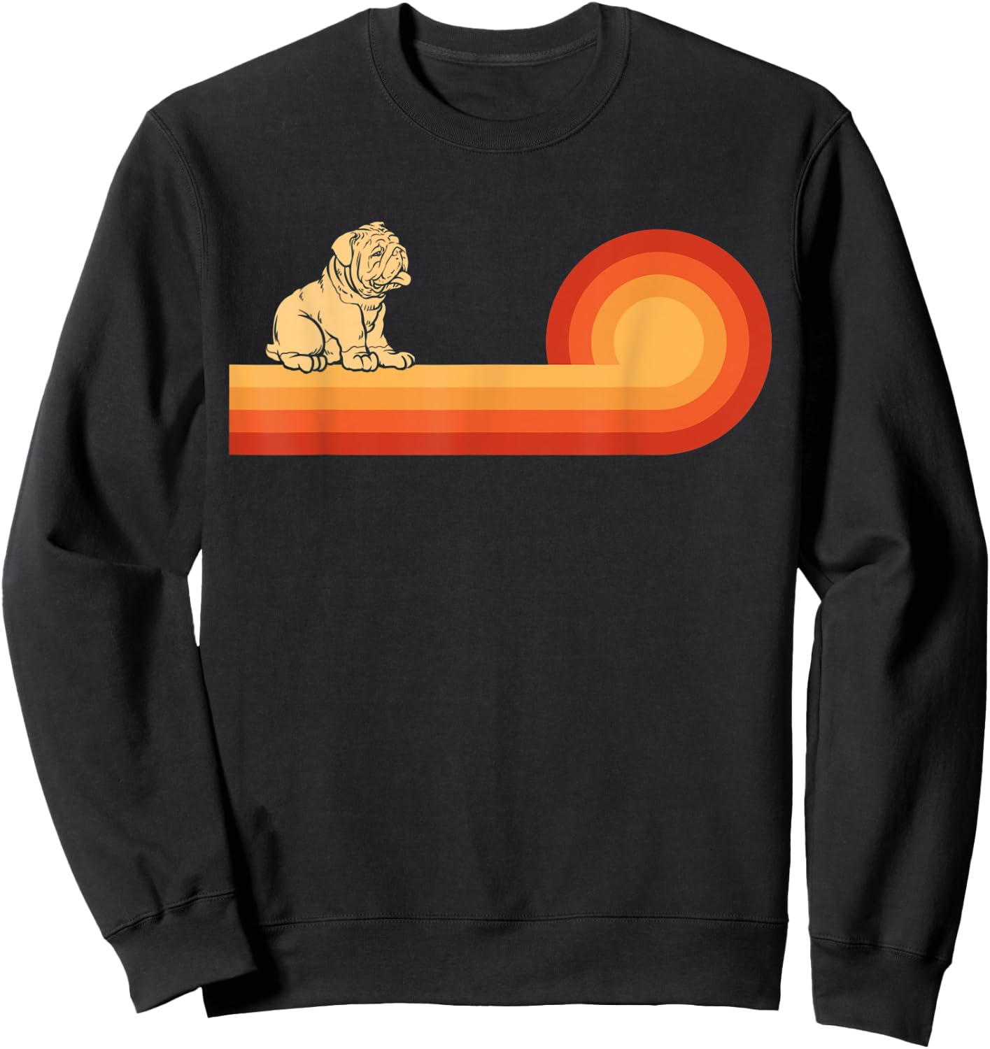 Retro English Bulldog Gifts Dog Mom Shirt Vintage Bull Dog Sweatshirt - Sweatshirt | Black