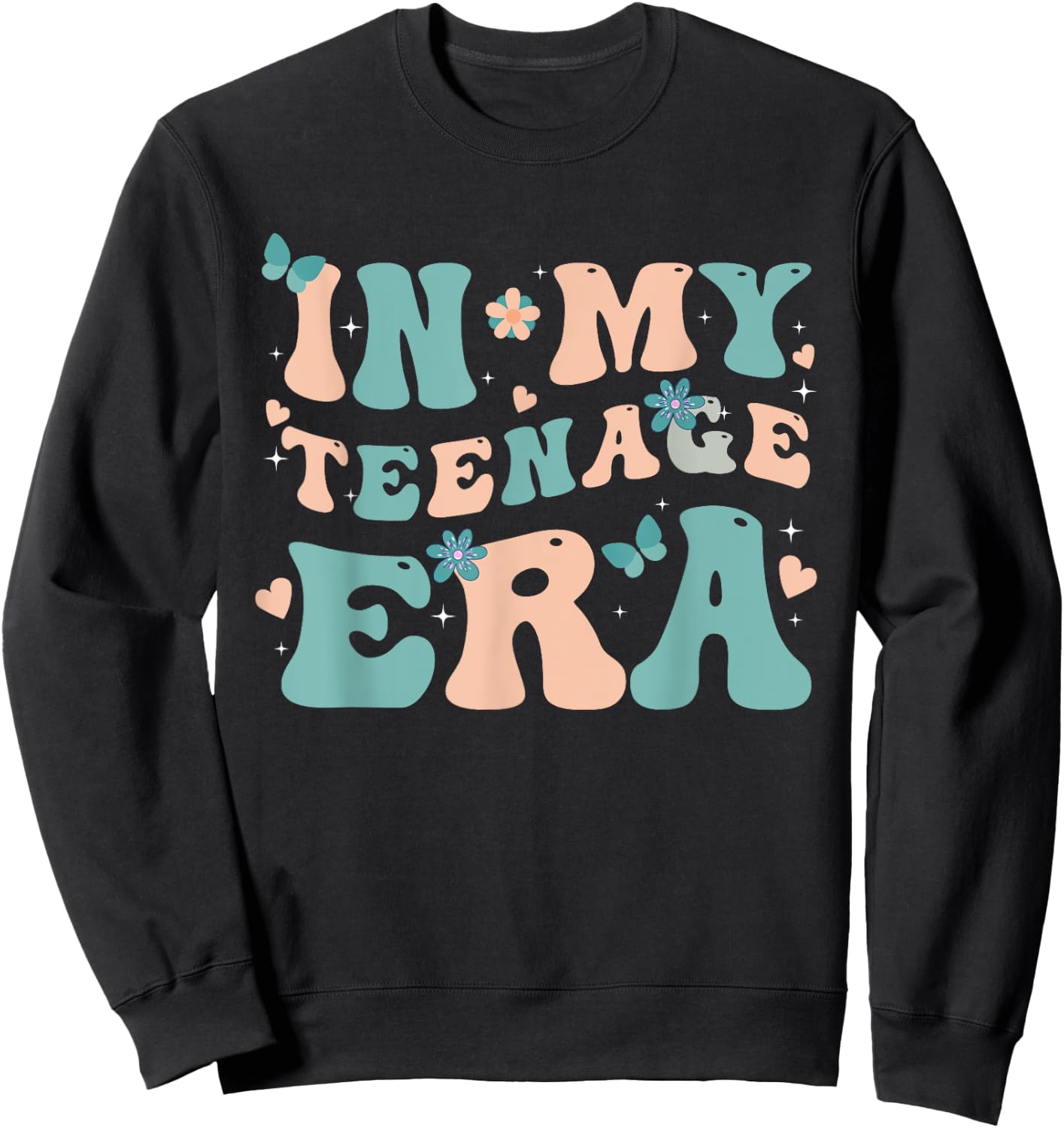 In My Teenage Era Retro Groovy 13 to 19 years Teenager Sweatshirt - Sweatshirt | Black