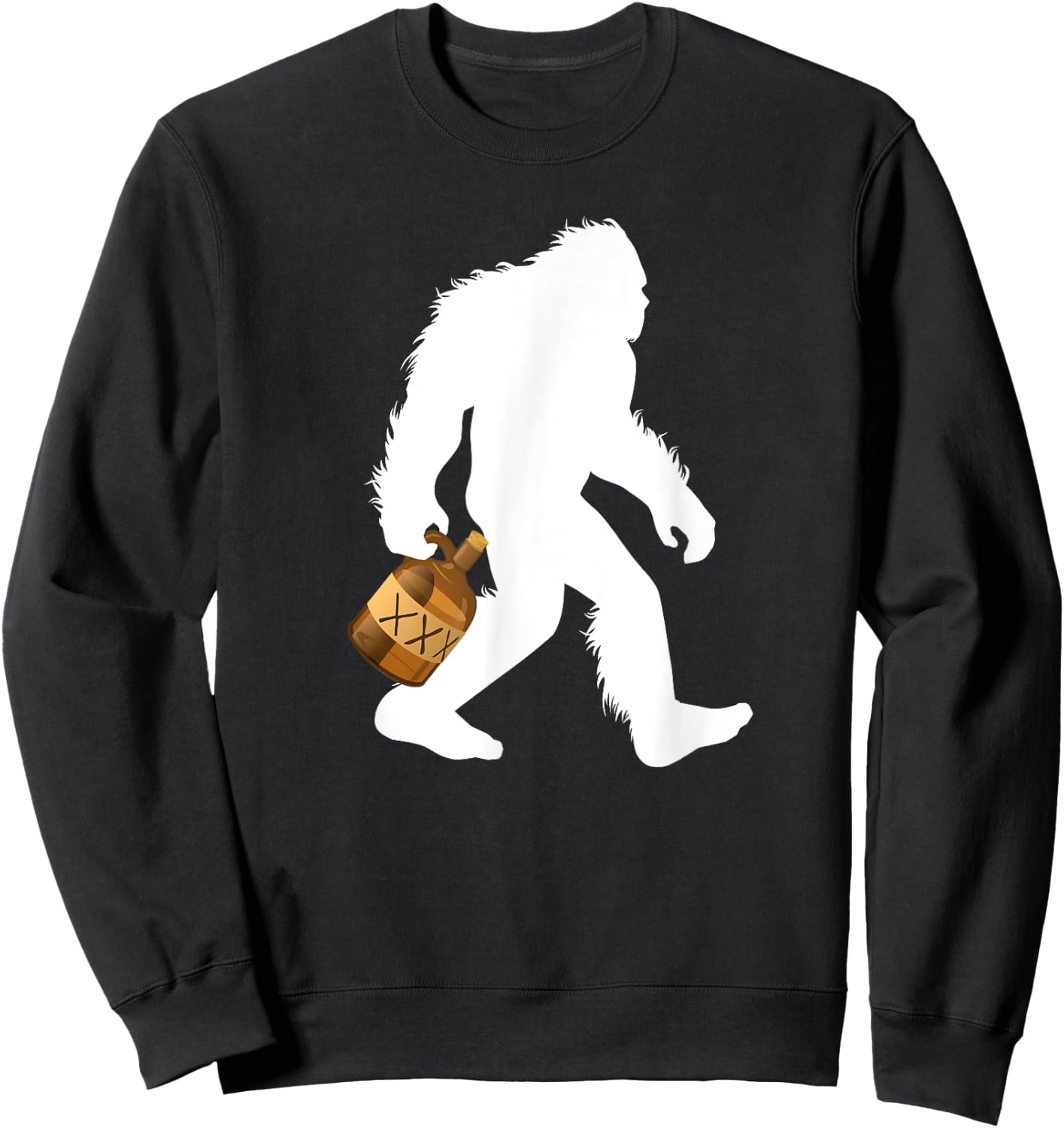 Bigfoot With Moonshine Jug Drinking Sasquatch Moonshiner Sweatshirt - Sweatshirt | Black
