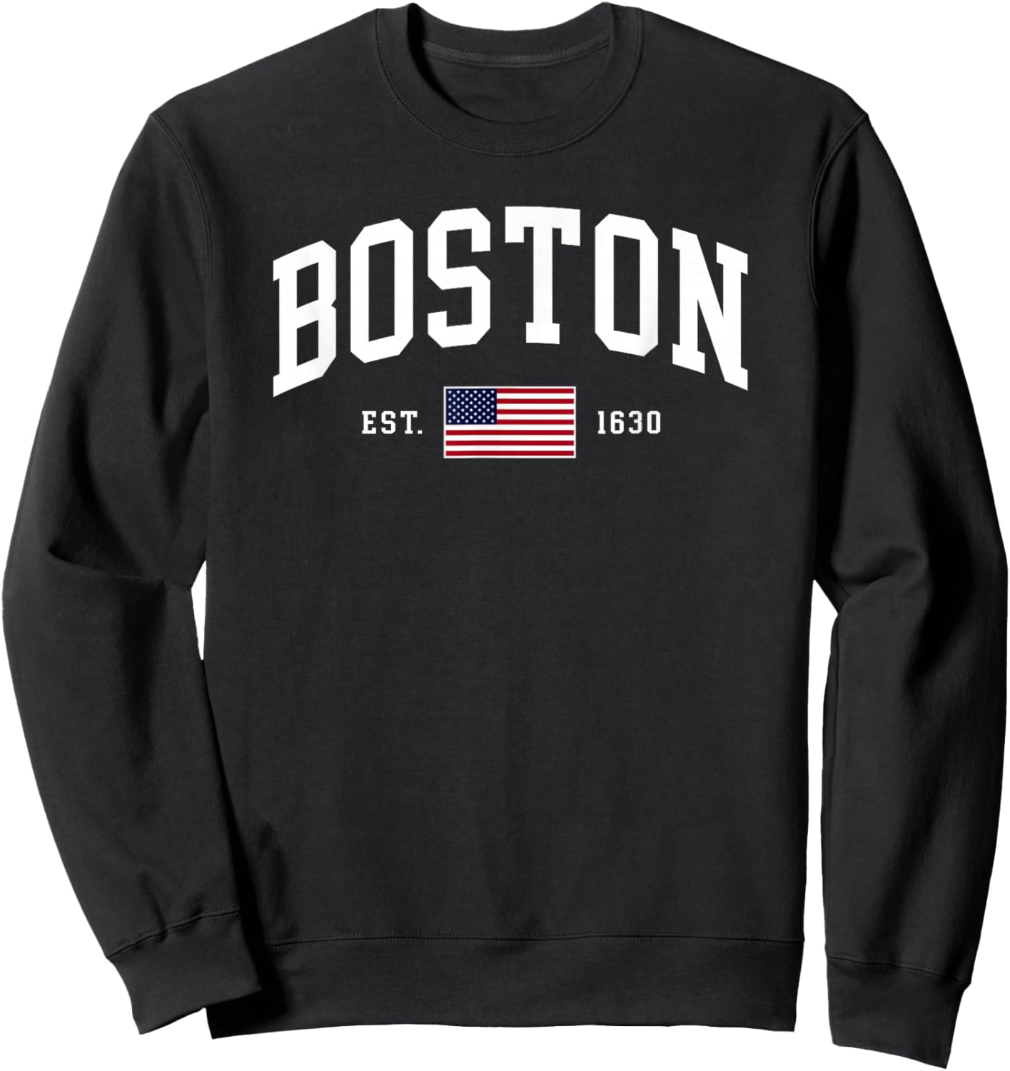 Boston Massachusetts July 4th US Flag Retro Throwback Sweatshirt - Sweatshirt | Black