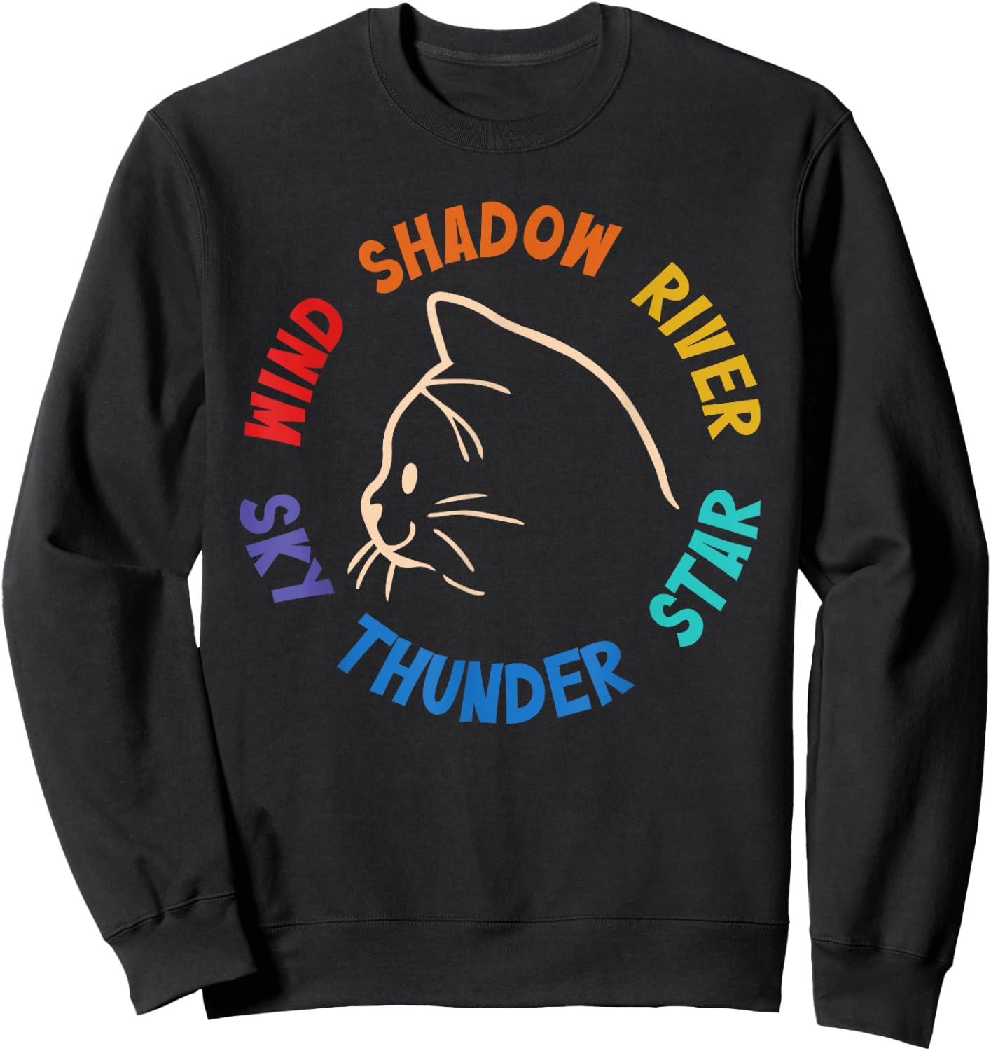 Wind Shadow River Star Thunder Sky Cat Feline Sweatshirt - Sweatshirt | Black