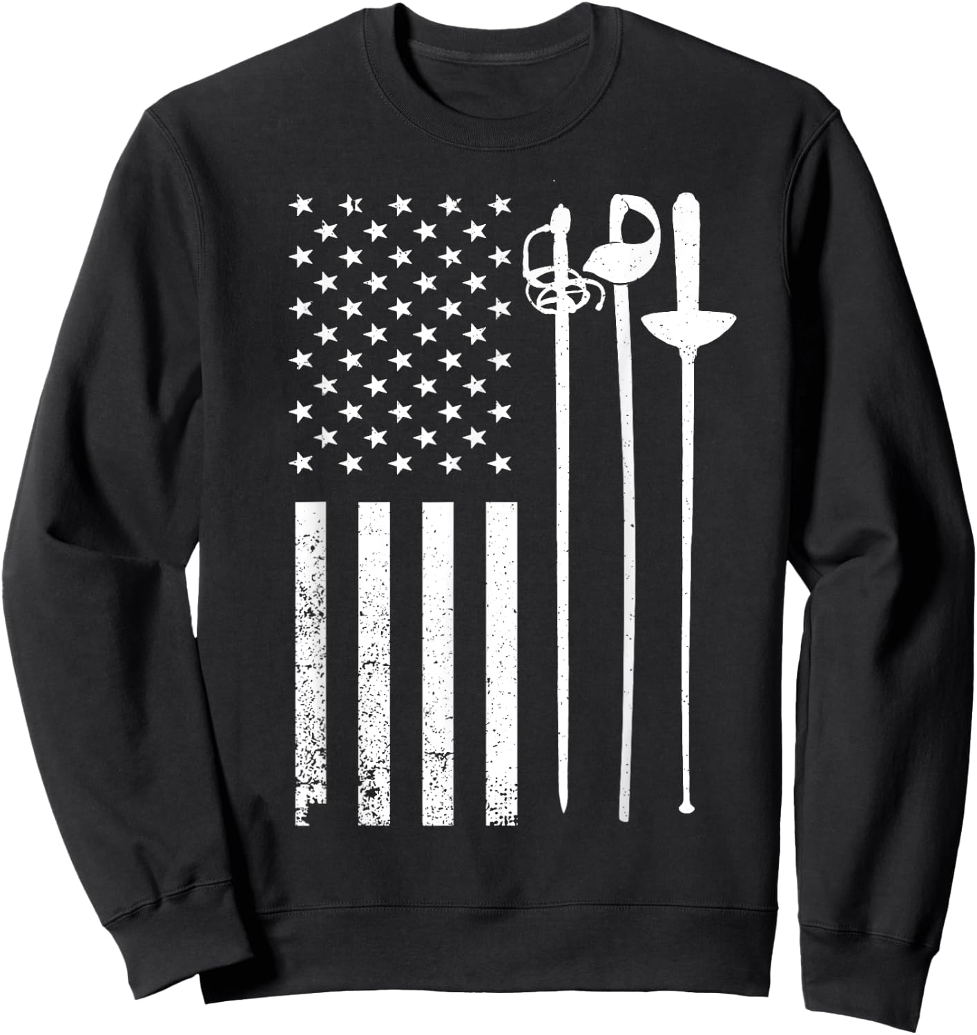 Cool Fencing Art Women American Flag Fencing Coach Sweatshirt - Sweatshirt | Black