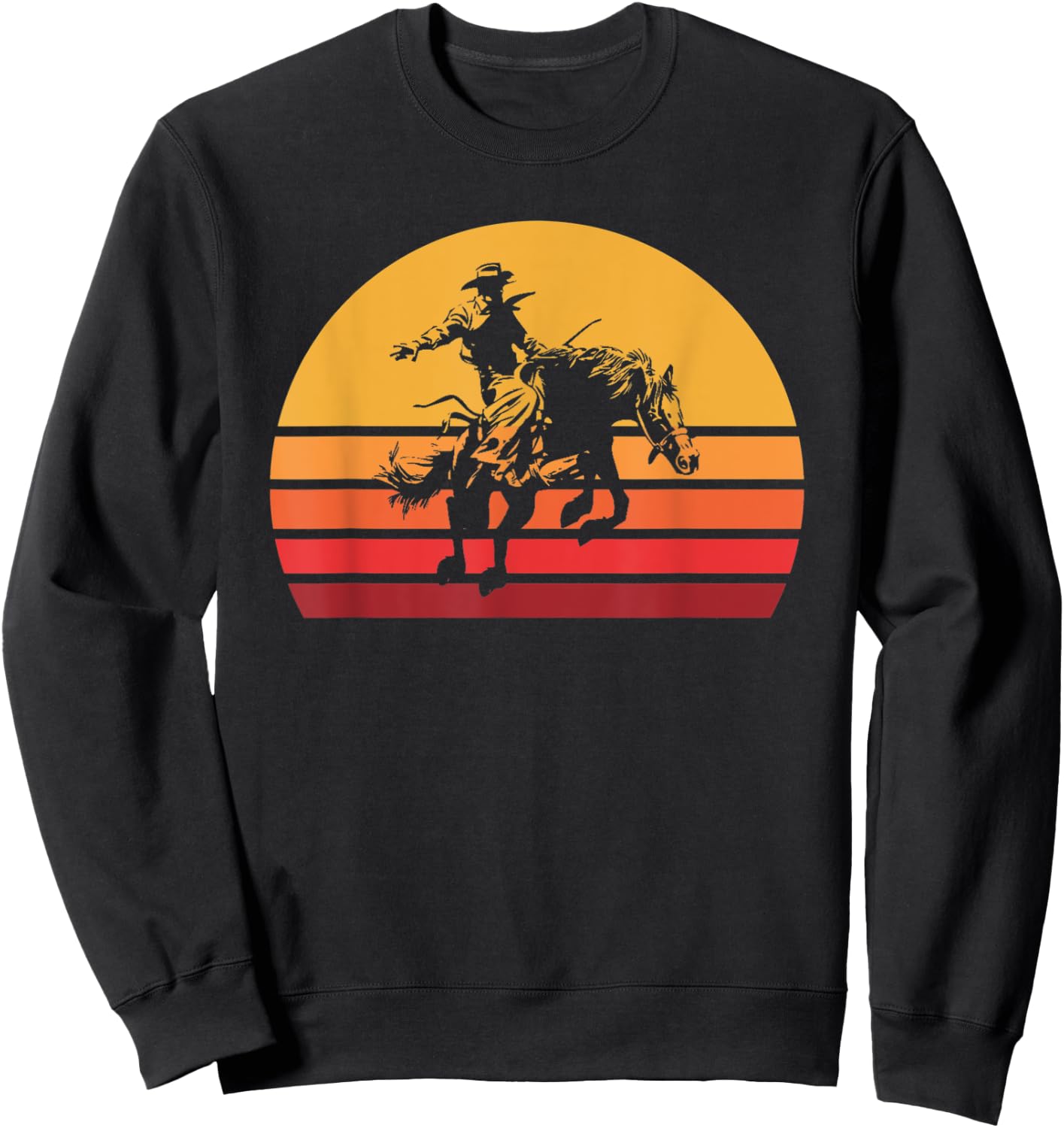 Retro Bronc Riding Vintage Bucking Horse Sporting Sweatshirt - Sweatshirt | Black