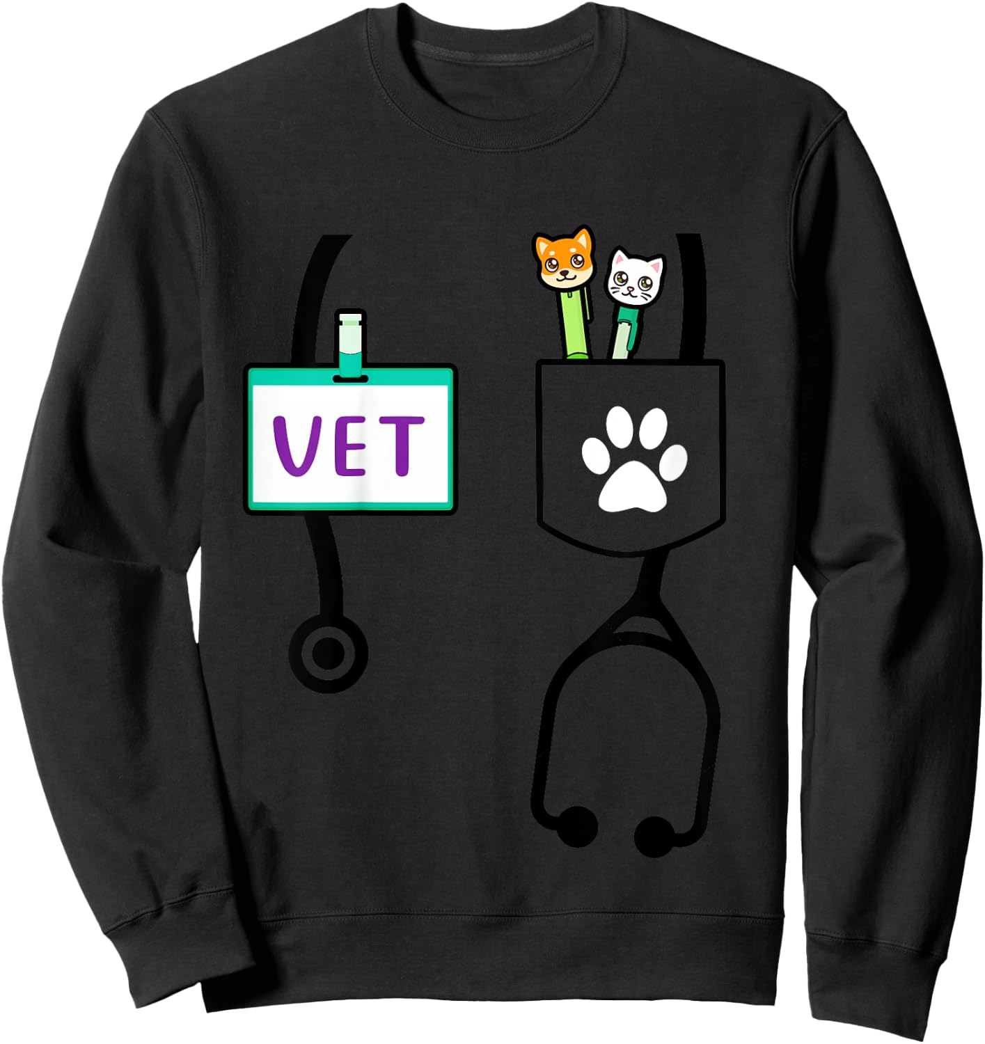 Kids Veterinarian Costume Gift Boys Girls Kids Animal Doctor Vet Sweatshirt - Sweatshirt | Black