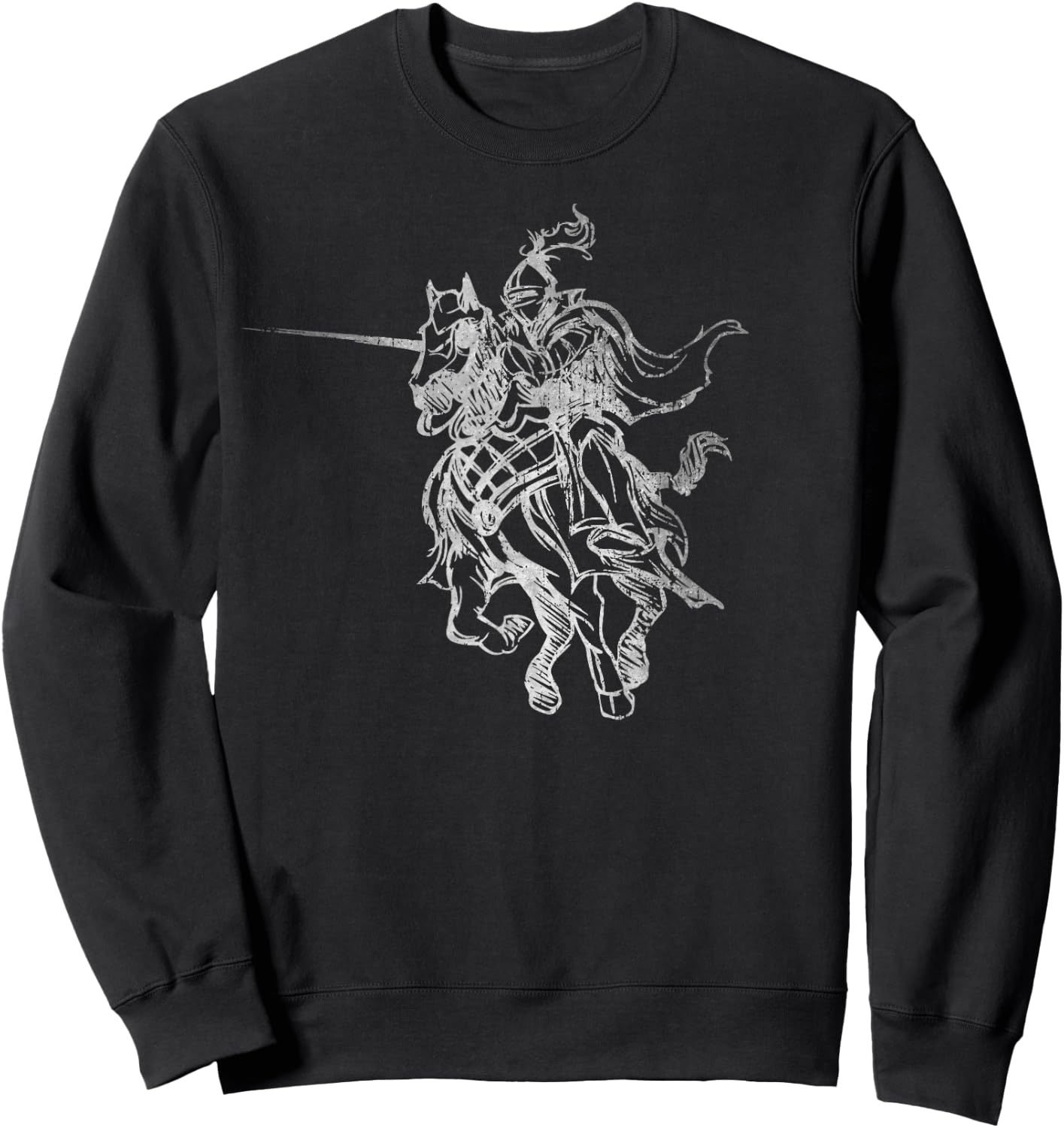 Medieval Knight Armor Riding Horse Jousting Retro Vintage Sweatshirt - Sweatshirt | Black